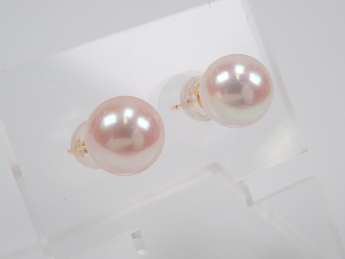 K18アコヤ真珠(アコヤパール)8mm ピアス - カラッツSTORE