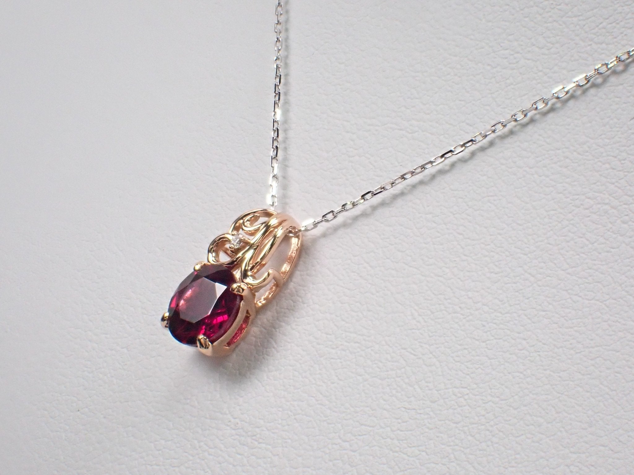 K18PGロードライトガーネット1.48ct ペンダント(ダンデライオンカット) - KARATZ STORE|カラッツSTORE