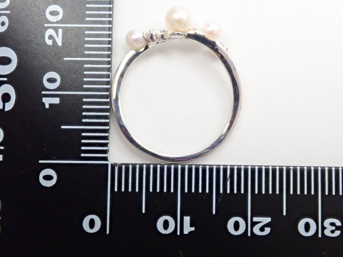 K18WGアコヤ真珠(アコヤパール)約3.2-4.0mm リング - カラッツSTORE