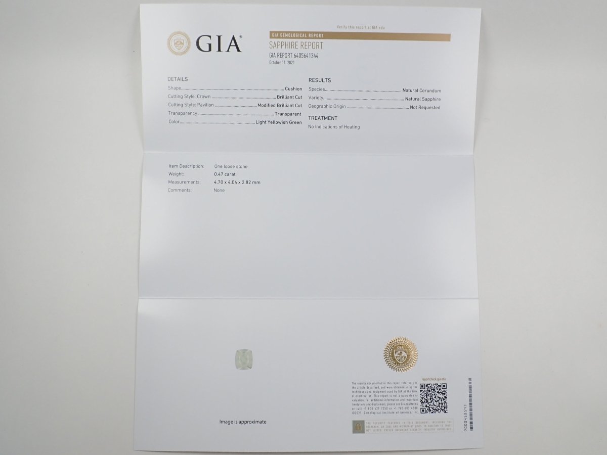 【KEN氏】非加熱グリーンサファイア 0.470ctルース GIA付(ミントカラー) - カラッツSTORE