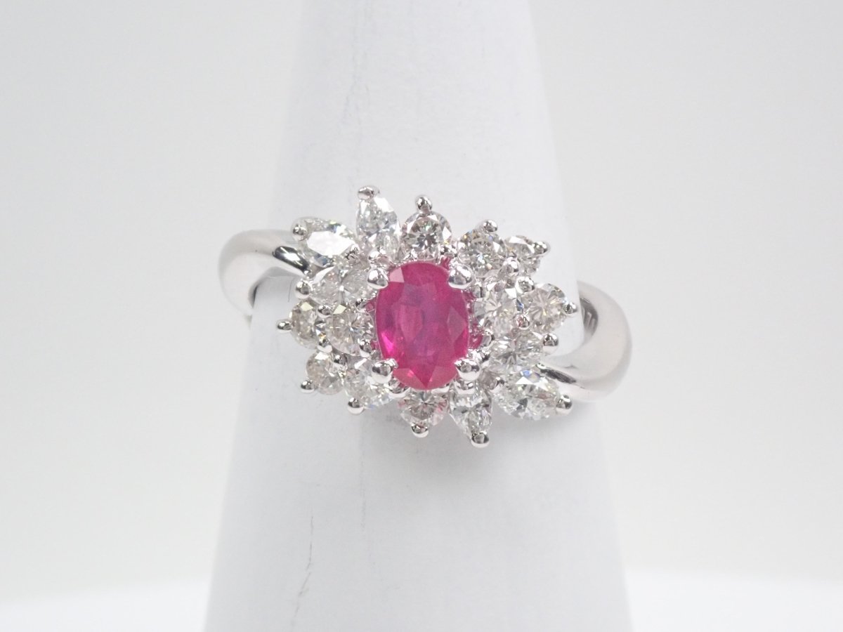 カラフリ】Pt900ルビー0.61ct・ダイヤモンド0.76ctリング