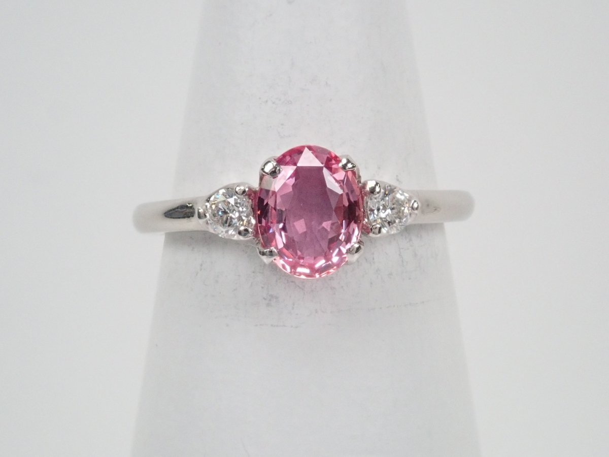 Pt900パパラチアサファイア1.088ct リング