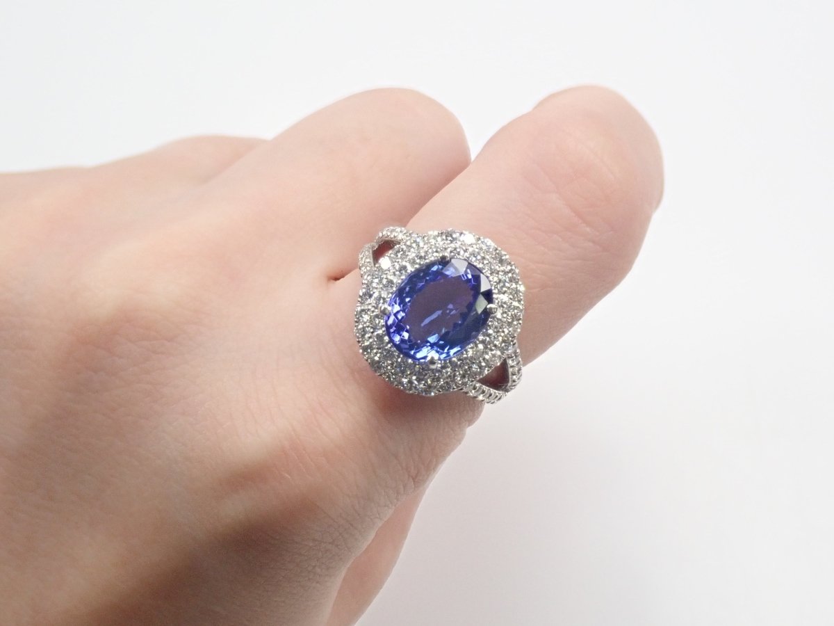 【カラフリ】Pt900タンザナイト4.093ct・ダイヤモンドリング - カラッツSTORE