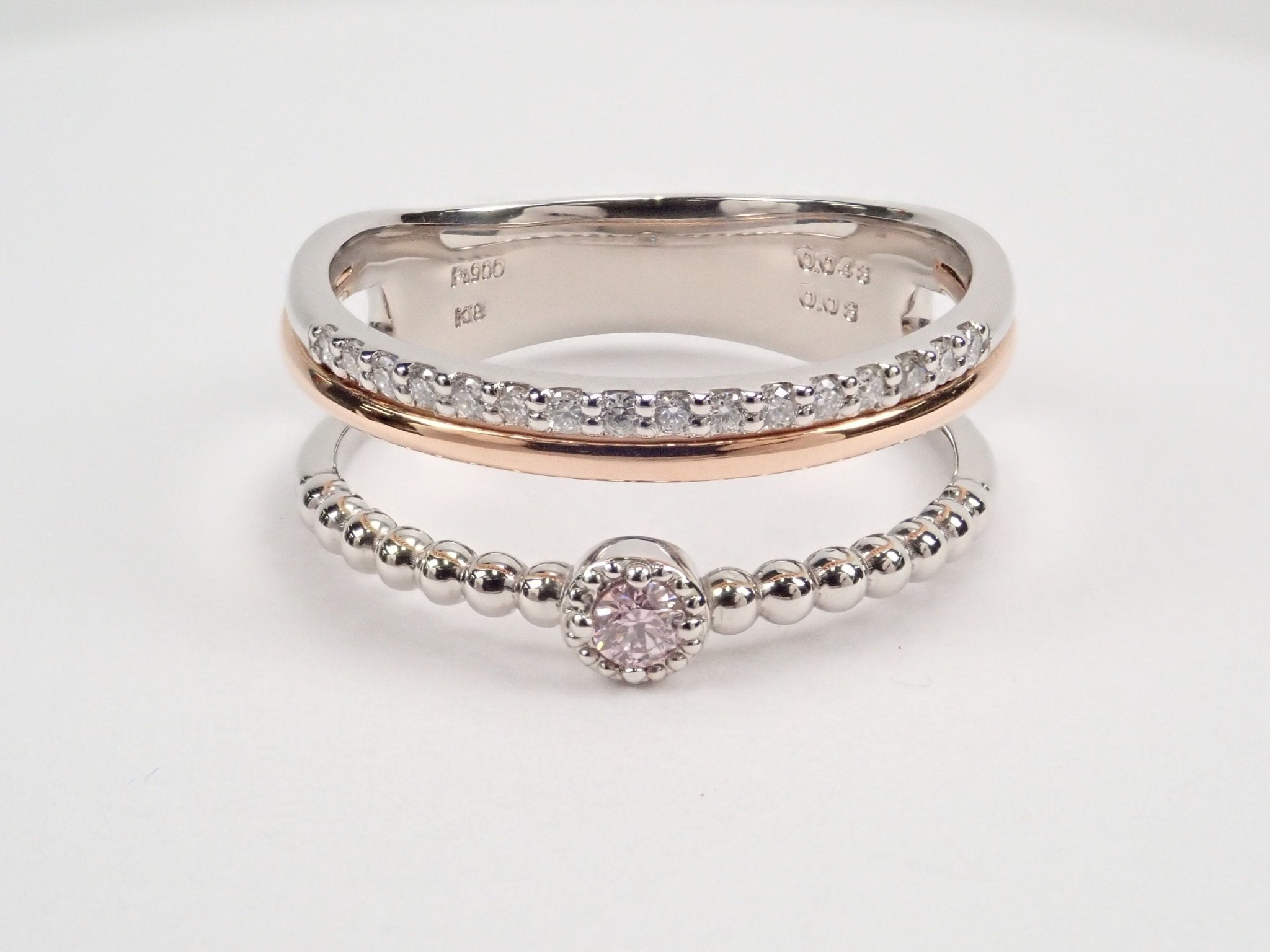 Pt900/K18PGピンクダイヤモンド0.048ct リング - KARATZ STORE|カラッツSTORE