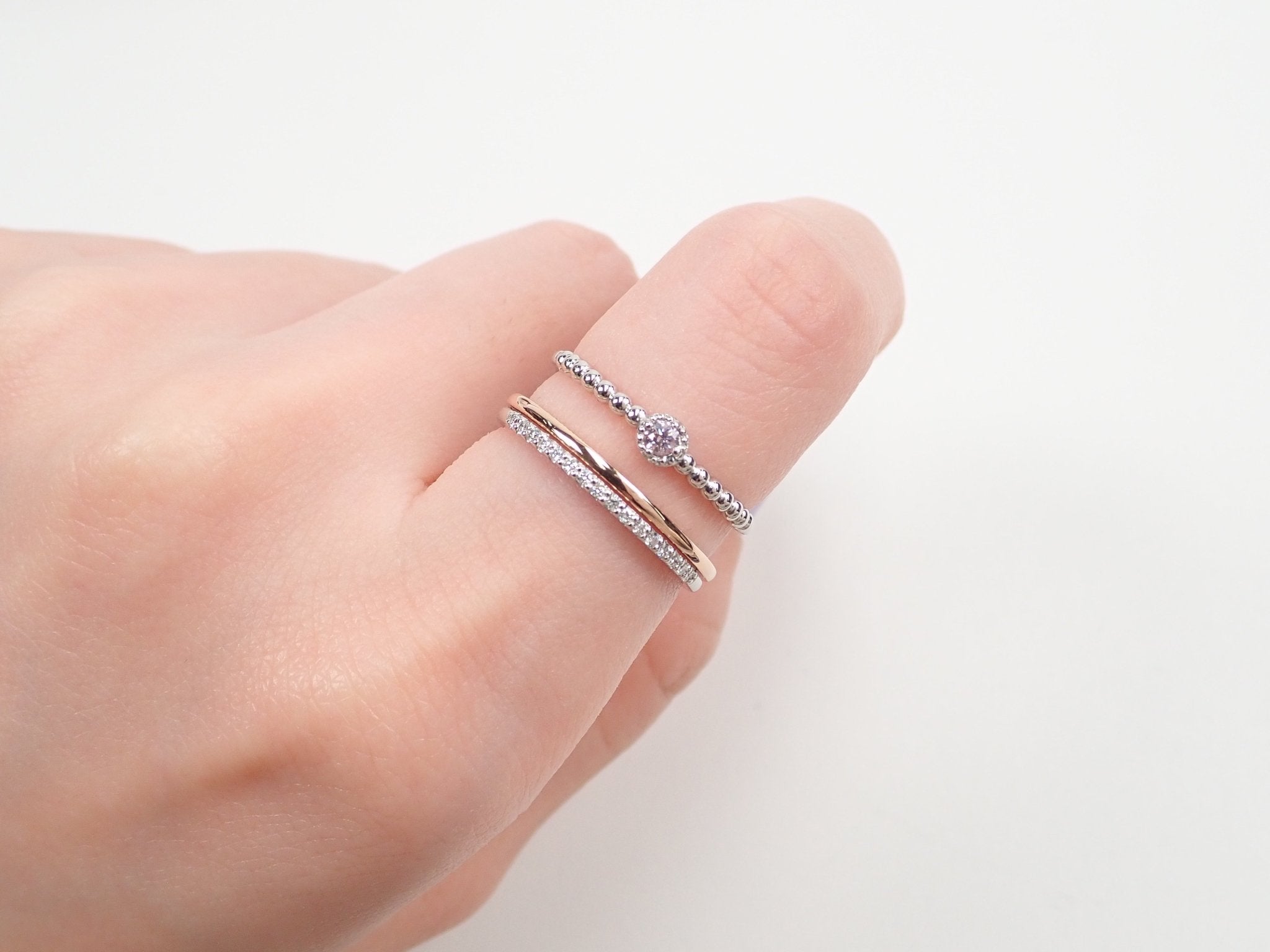 Pt900/K18PGピンクダイヤモンド0.048ct リング - KARATZ STORE|カラッツSTORE