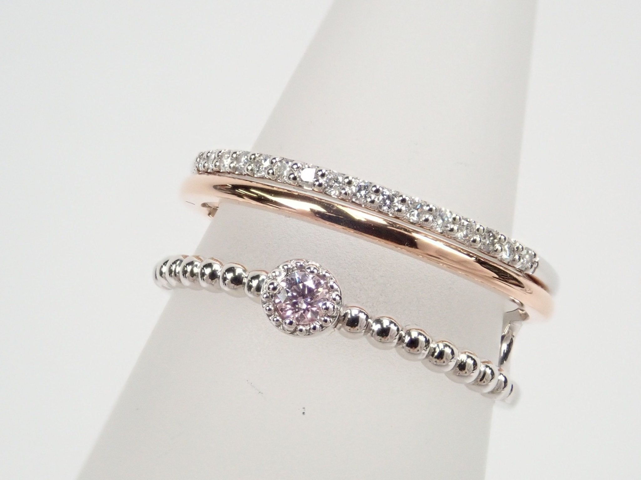 Pt900/K18PGピンクダイヤモンド0.048ct リング - KARATZ STORE|カラッツSTORE