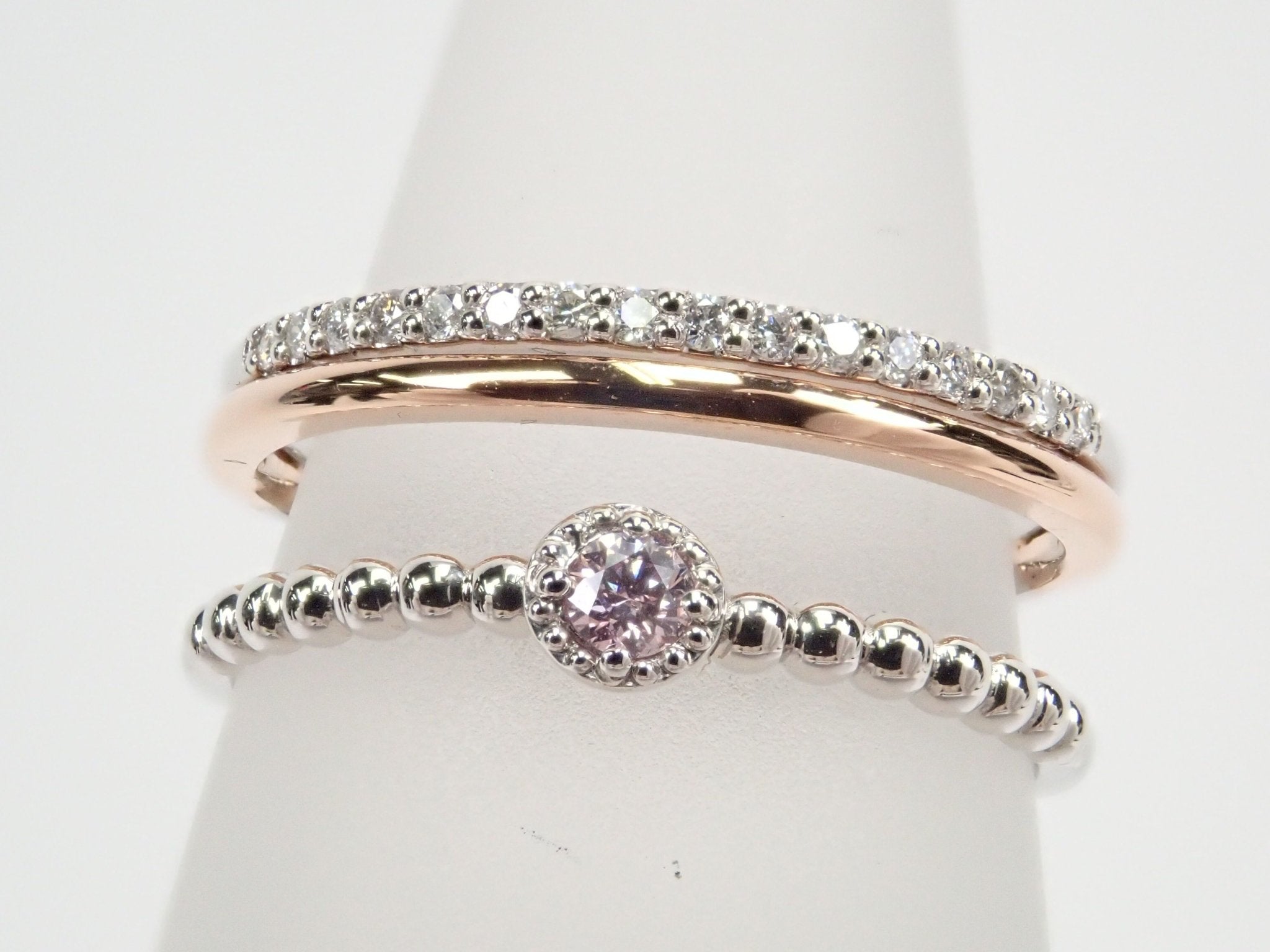 Pt900/K18PGピンクダイヤモンド0.048ct リング - KARATZ STORE|カラッツSTORE