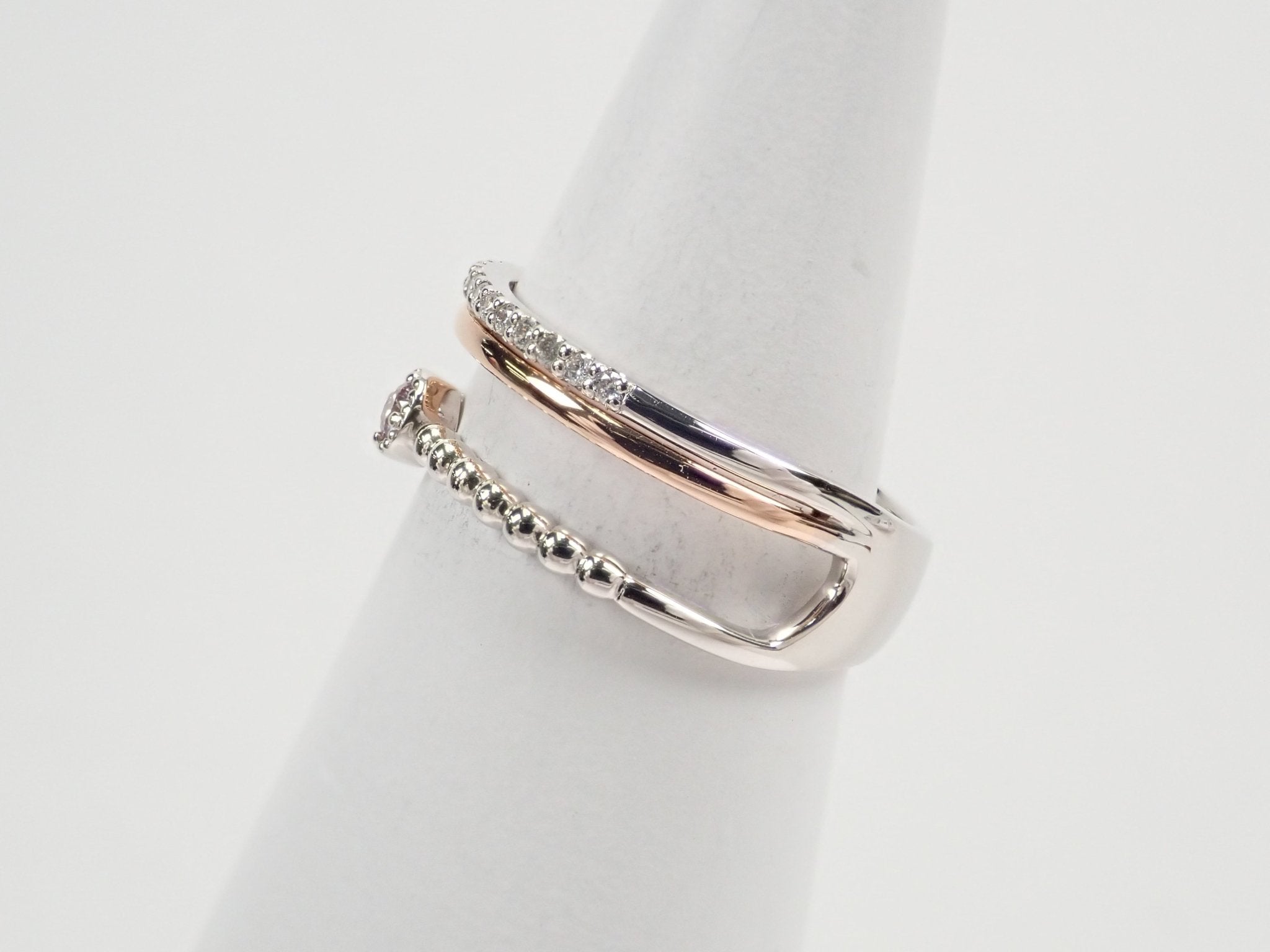 Pt900/K18PGピンクダイヤモンド0.048ct リング - KARATZ STORE|カラッツSTORE