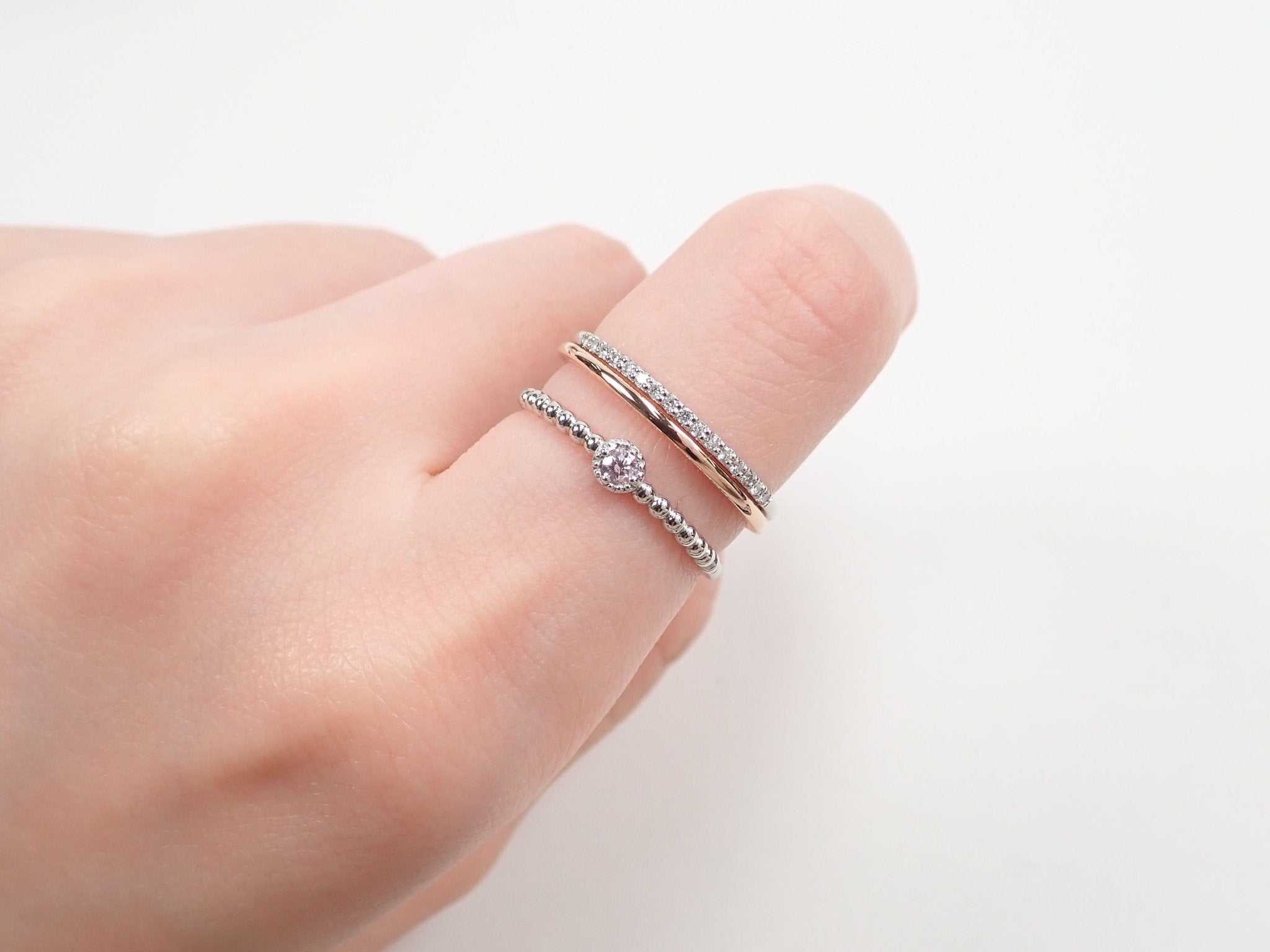 Pt900/K18PGピンクダイヤモンド0.048ct リング - KARATZ STORE|カラッツSTORE