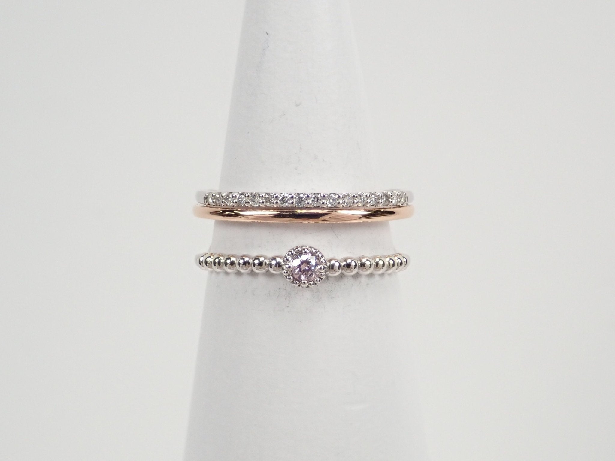 Pt900/K18PGピンクダイヤモンド0.048ct リング - KARATZ STORE|カラッツSTORE