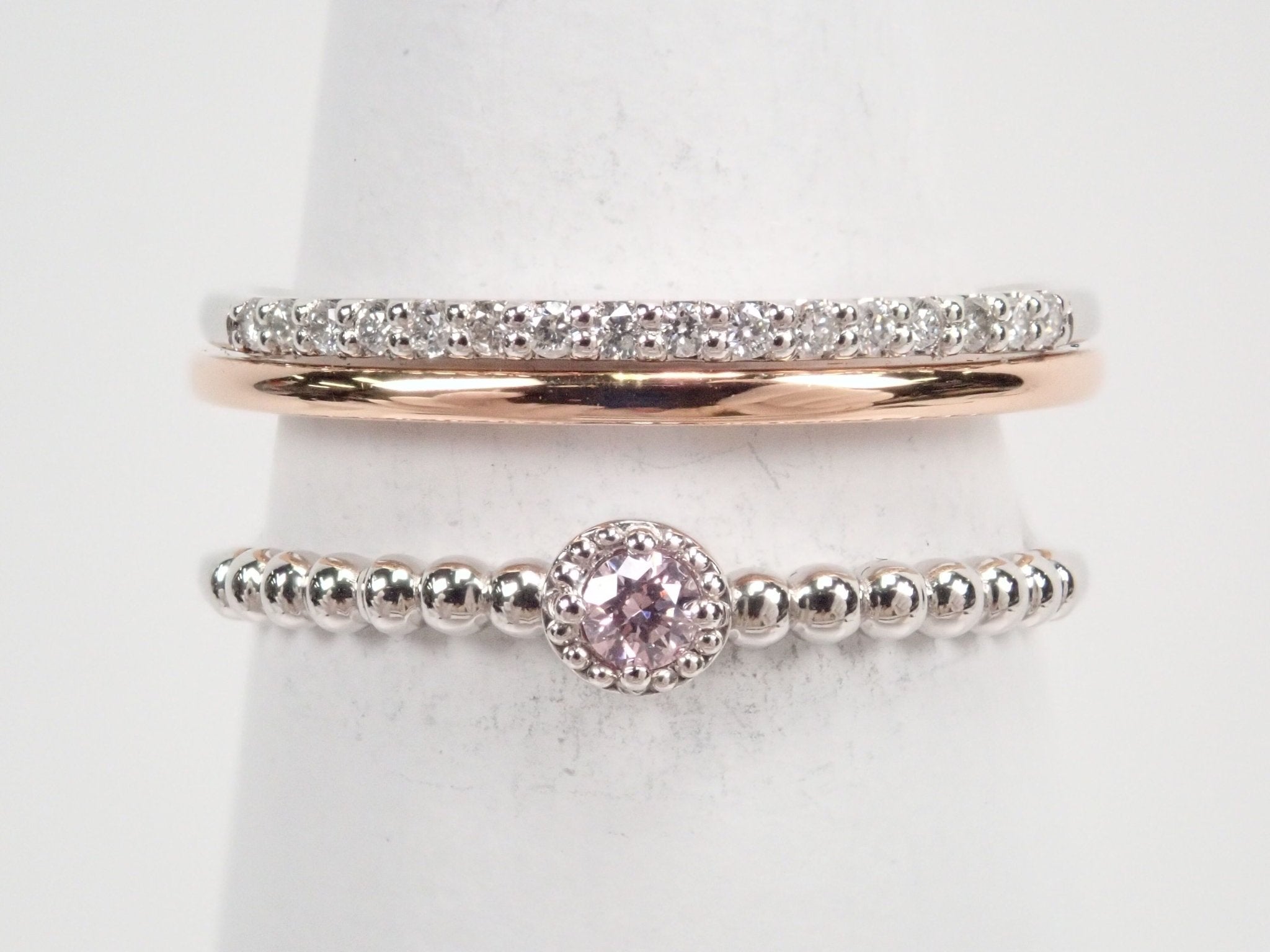 Pt900/K18PGピンクダイヤモンド0.048ct リング - KARATZ STORE|カラッツSTORE
