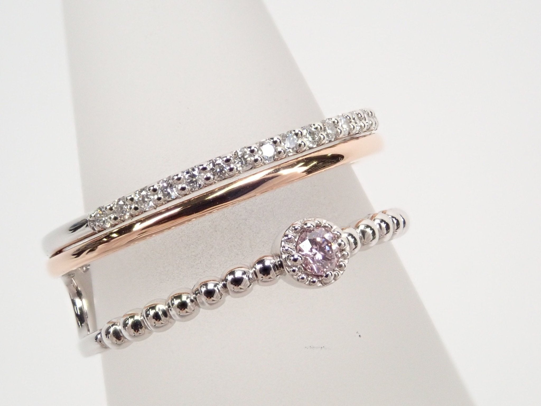 Pt900/K18PGピンクダイヤモンド0.048ct リング - KARATZ STORE|カラッツSTORE