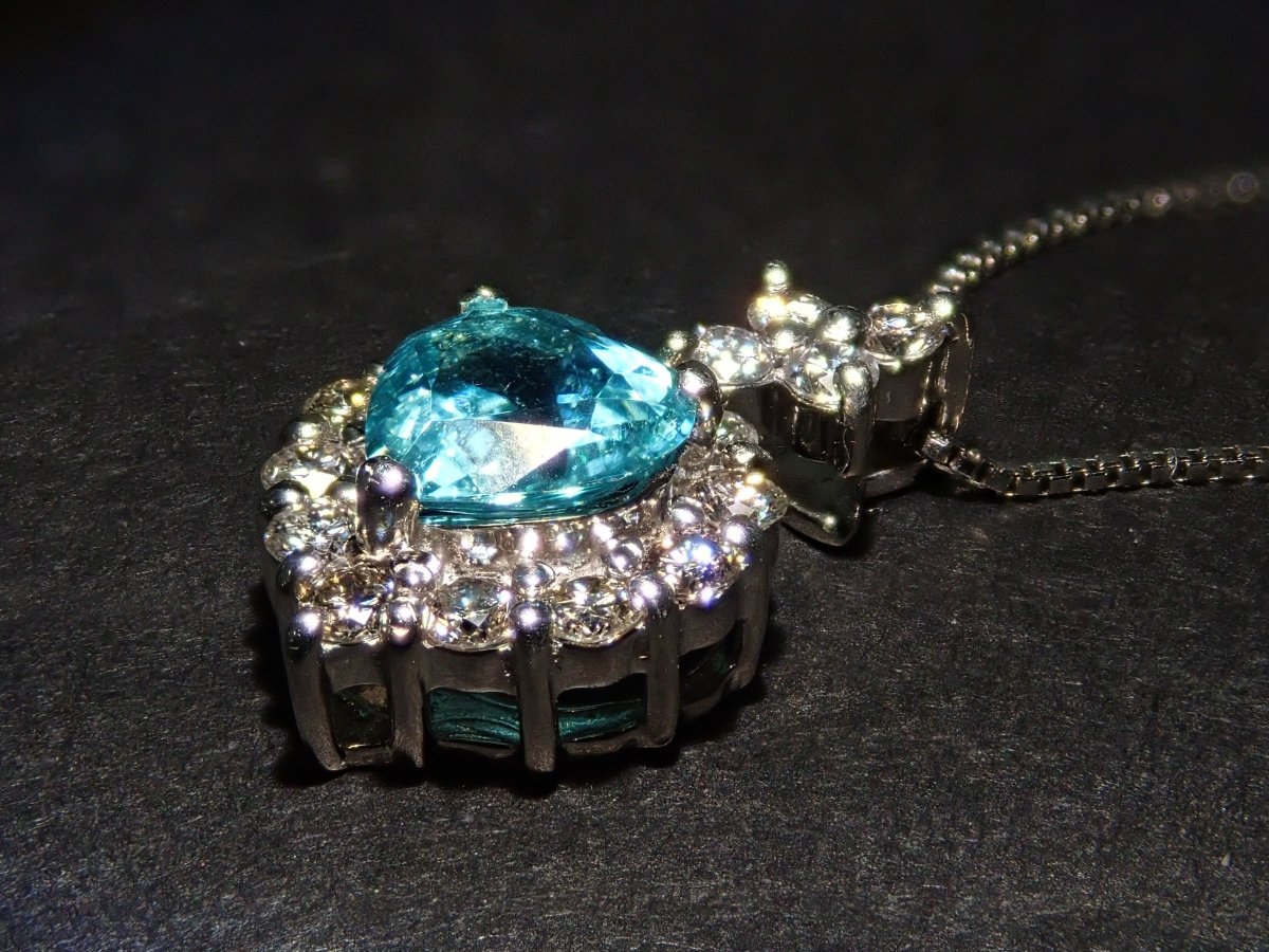【カラフリ】Pt900/Pt850パライバトルマリン0.43ct ペンダント(CuO:0.2%,MnO:1.9%) - カラッツSTORE