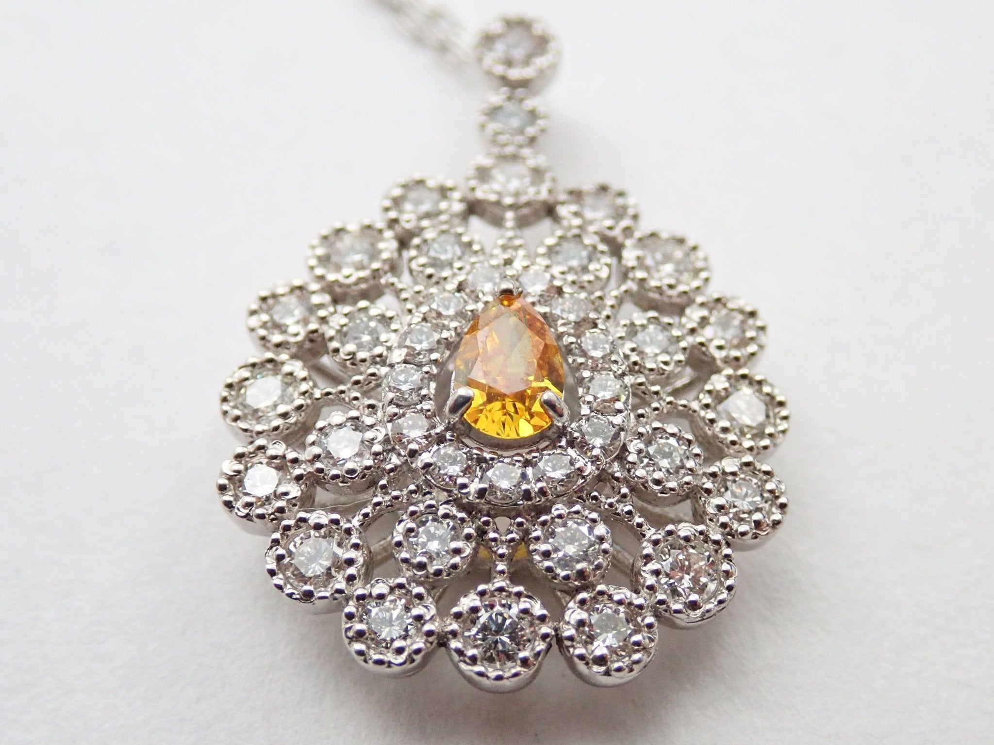 Pt950 イエローダイヤモンド0.158ct ペンダント(FANCY DEEP ORANGE YELLOW) - KARATZ STORE|カラッツSTORE