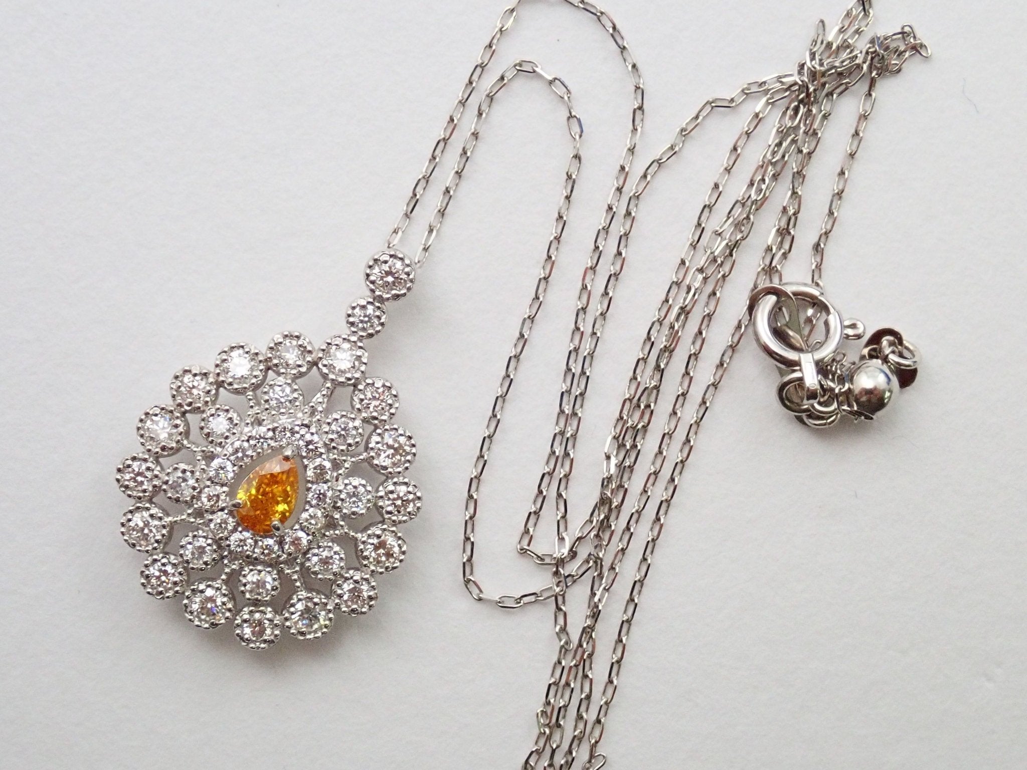 Pt950 イエローダイヤモンド0.158ct ペンダント(FANCY DEEP ORANGE YELLOW) - KARATZ STORE|カラッツSTORE