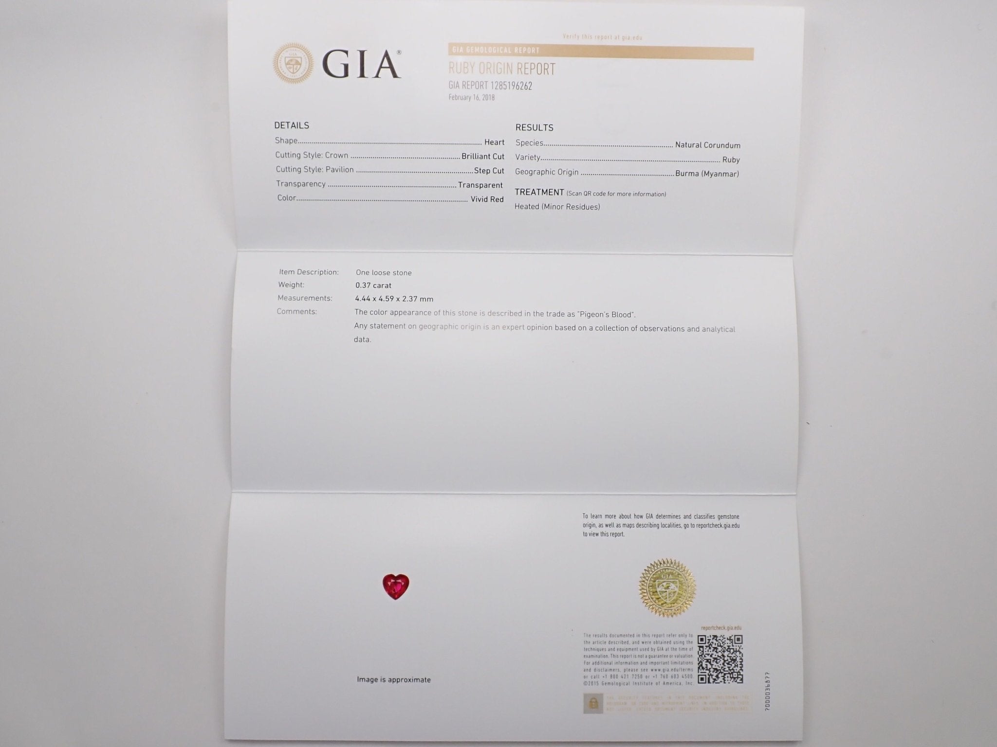 Pt950ビルマ産ピジョンブラッドルビー 0.37ct リング GIA付 - KARATZ STORE|カラッツSTORE