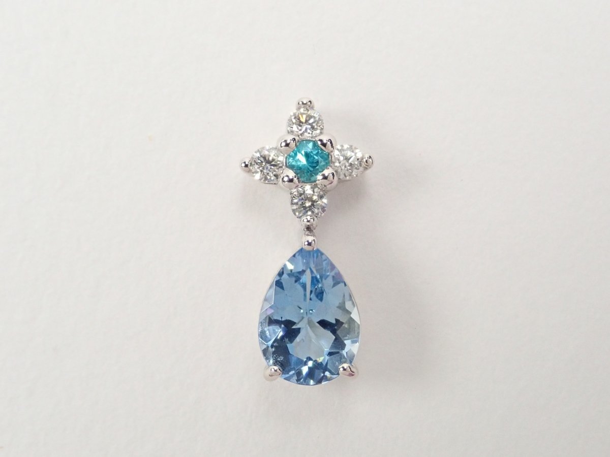 Pt950サンタマリアアクアマリン0.564ct・ブラジル産パライバトルマリン 