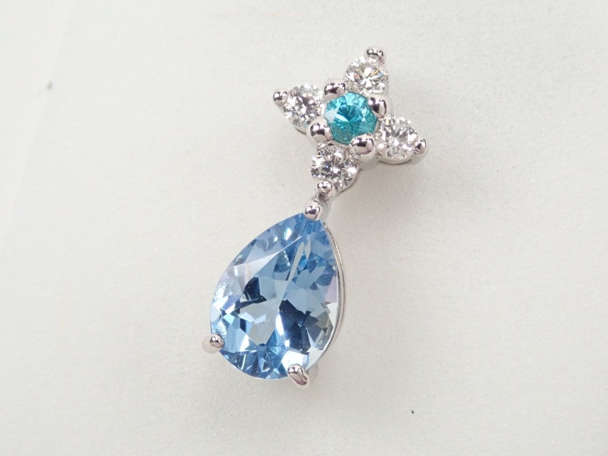 Pt950サンタマリアアクアマリン0.564ct・ブラジル産パライバトルマリン ペンダントトップ - KARATZ STORE|カラッツSTORE