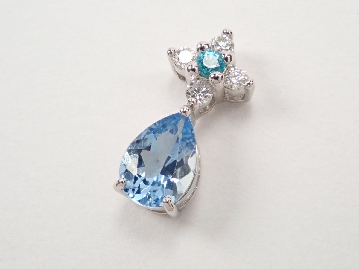Pt950サンタマリアアクアマリン0.564ct・ブラジル産パライバトルマリン ペンダントトップ - KARATZ STORE|カラッツSTORE