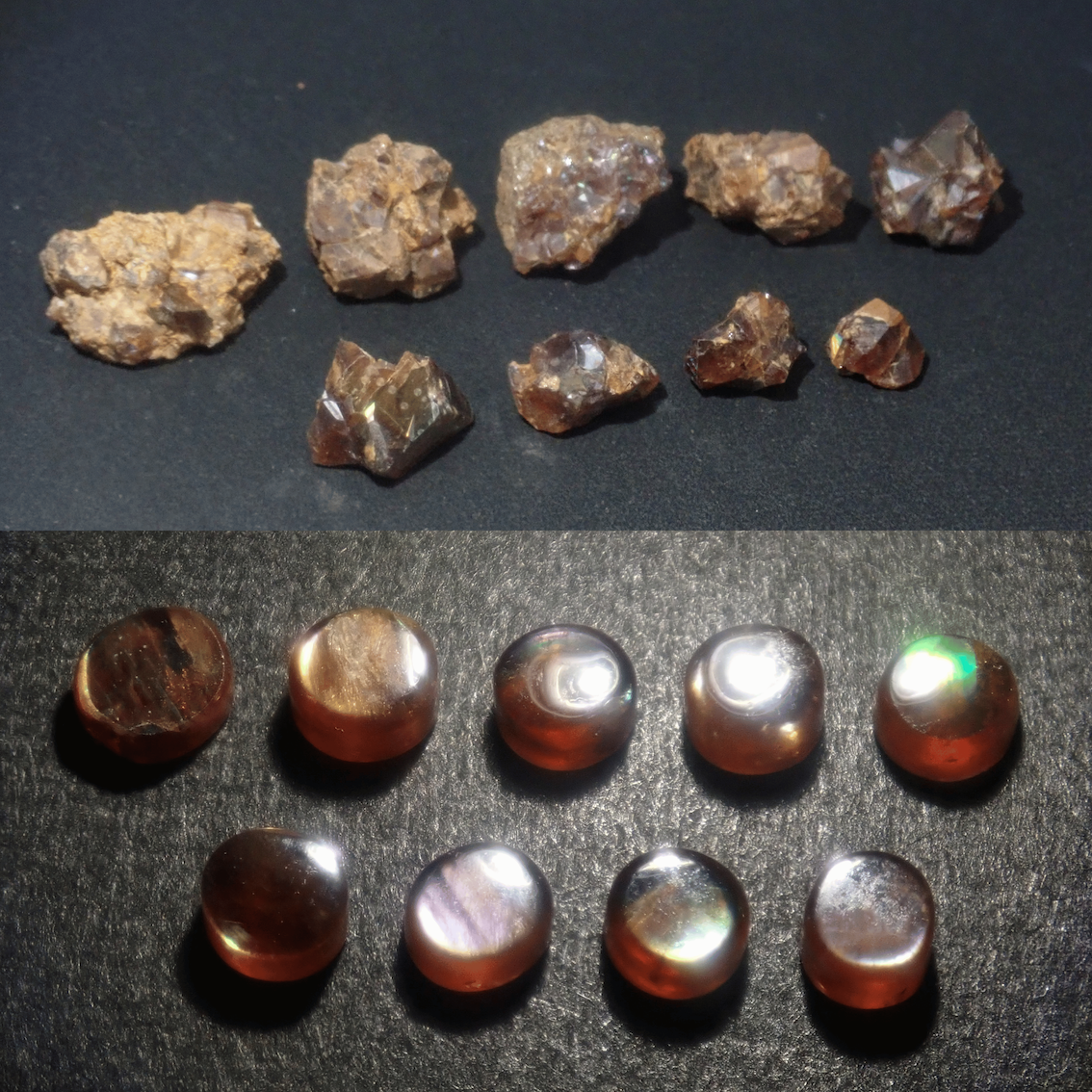 【9/19 22時販売】《限定9セット》奈良県天川村産レインボーガーネット原石・ルースセット（ヘキサゴナルのパイライト1石付き）《複数購入割引有》