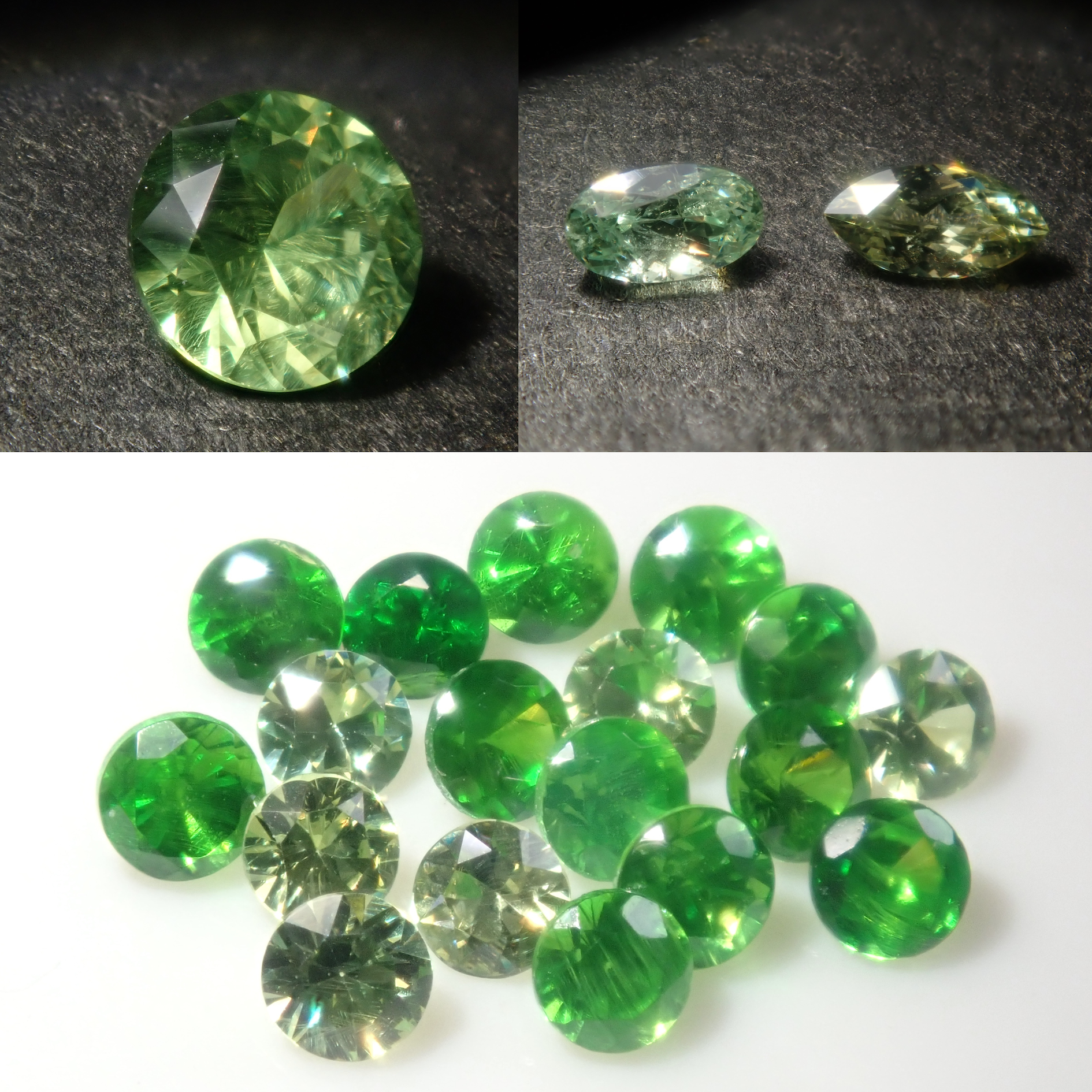 【結晶の共生】トパゾライト、ディマントイドガーネット 20×23×16mm 宝石デマントイドとツァボライト（Demantoid & Tsavorite）とは 置物
