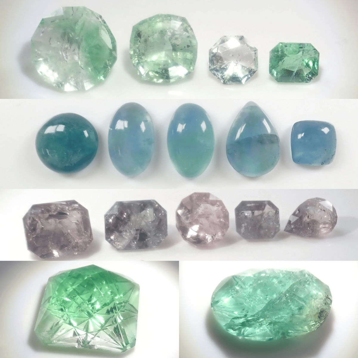 【10/12 22時販売】《限定16石》甲州貴石切子2石含むフローライトガチャ（バイカラーフローライト原石1石付き,訳あり含む）《複数購入割引有》