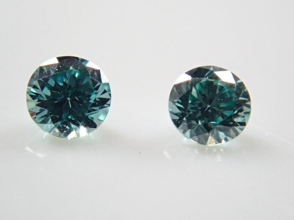 [Limited 2 stones/Resale] Sea green diamond (treatment) (2mm, round cut, SI class equivalent) 1 stone loose