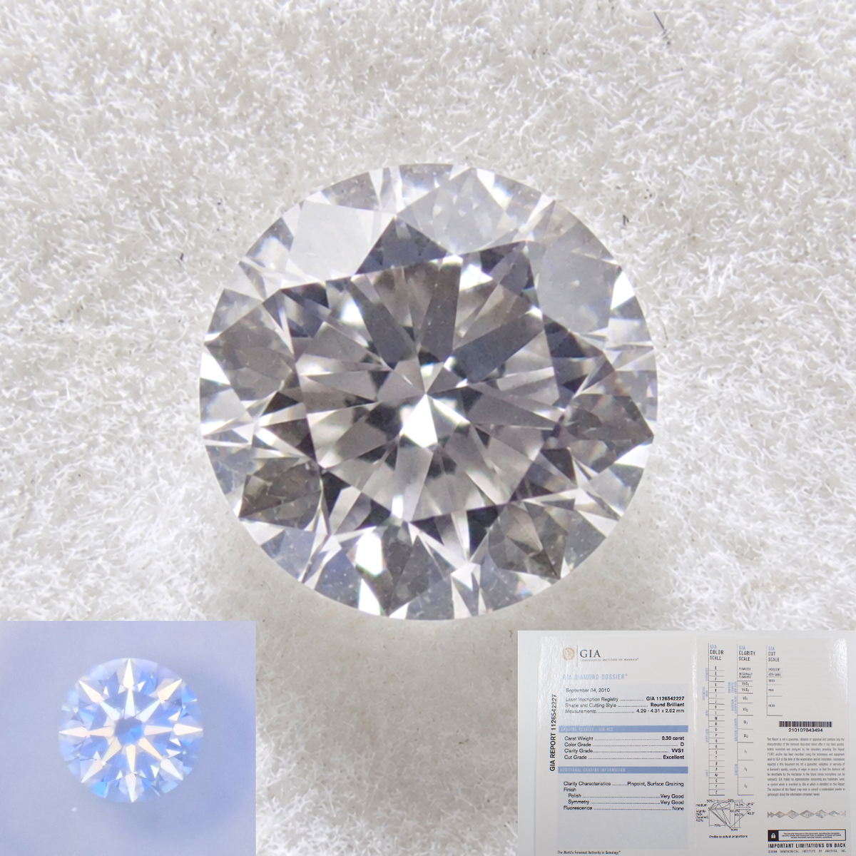 【10/24 22時販売】《限定1石》GIA鑑定書付きVVS／4.3mm／0.30ct／EXダイヤモンド1石ルース《複数購入割引有》