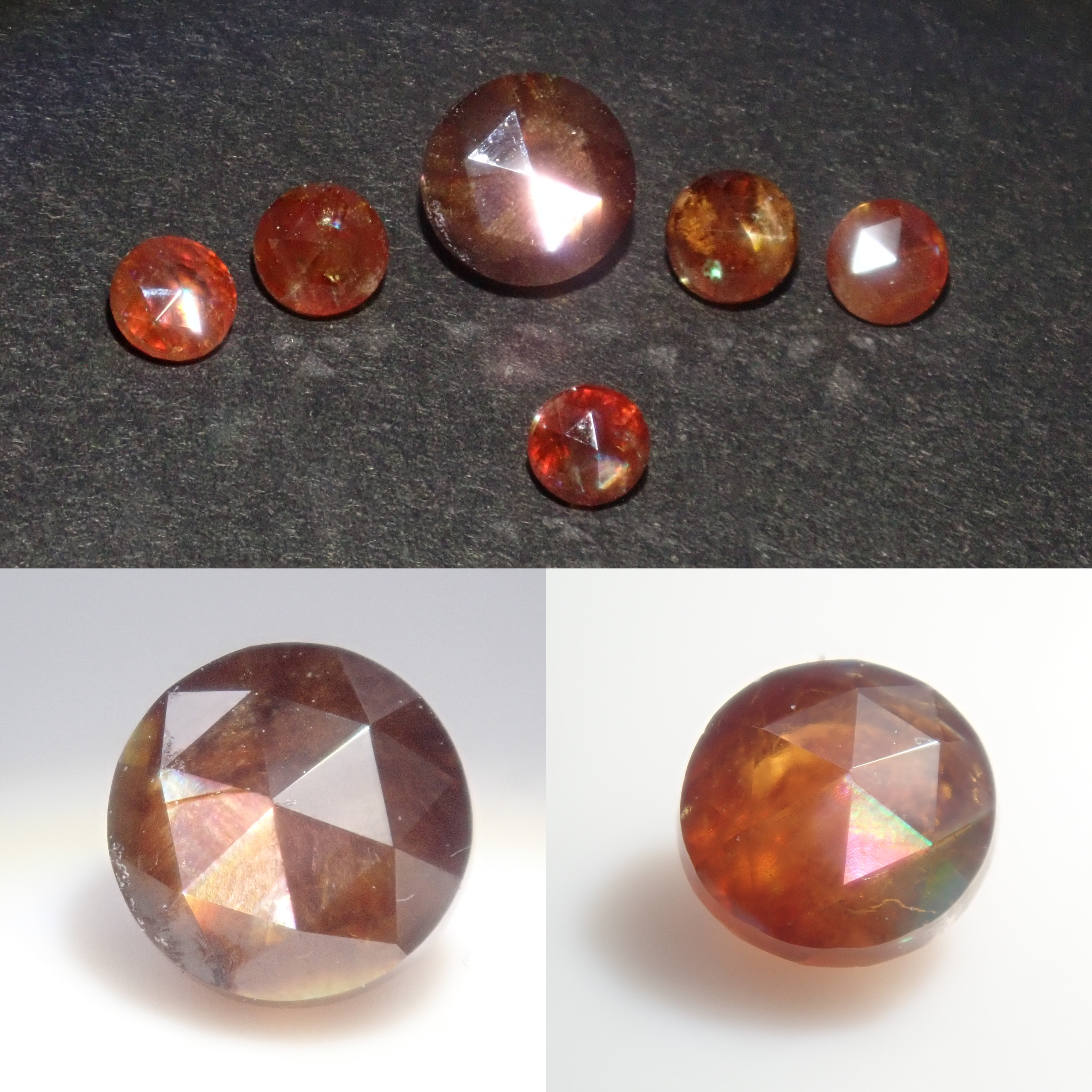 【9/ 22時販売】《限定6石》奈良県天川村産レインボーガーネット（ローズカット,3.0-5.5mm）1石ルース《複数購入割引有》