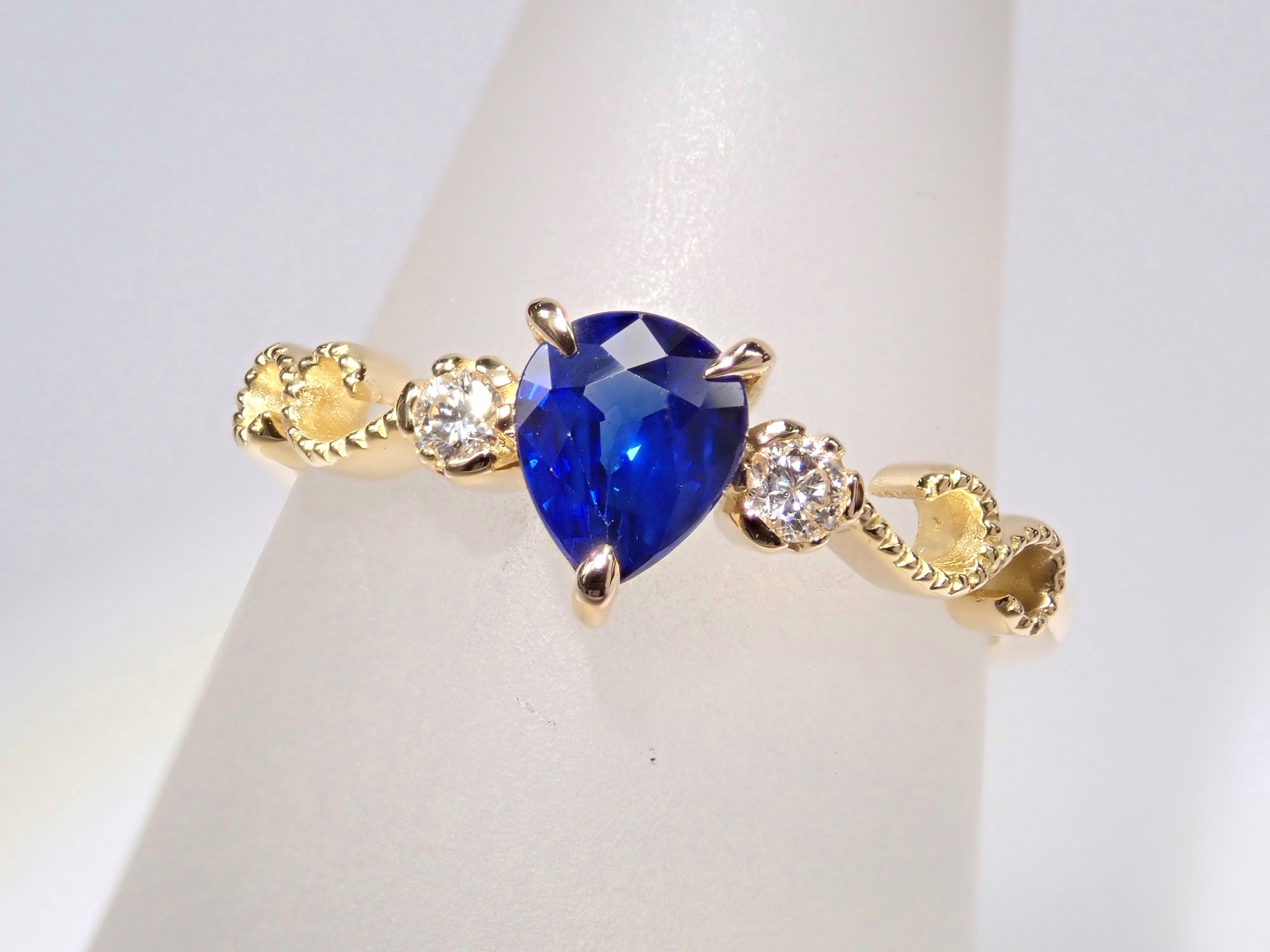 K18 Royal Blue Sapphire from Madagascar 0.57ct Diamond Ring GIA