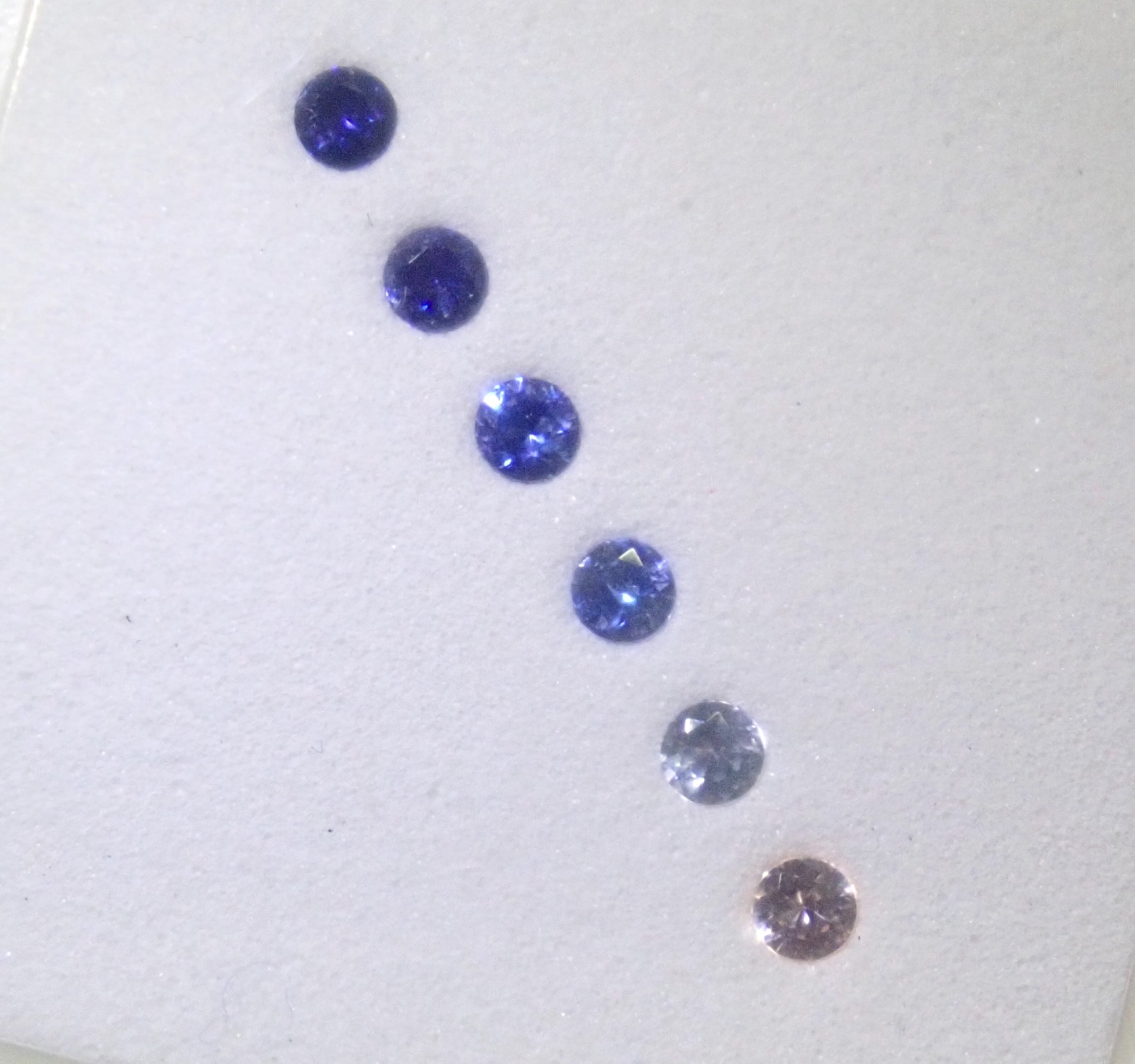 Limited to 1 set: Benitoite Gradient Set of 6 (2.0mm, Round Cut, Top Quality) Loose Stones