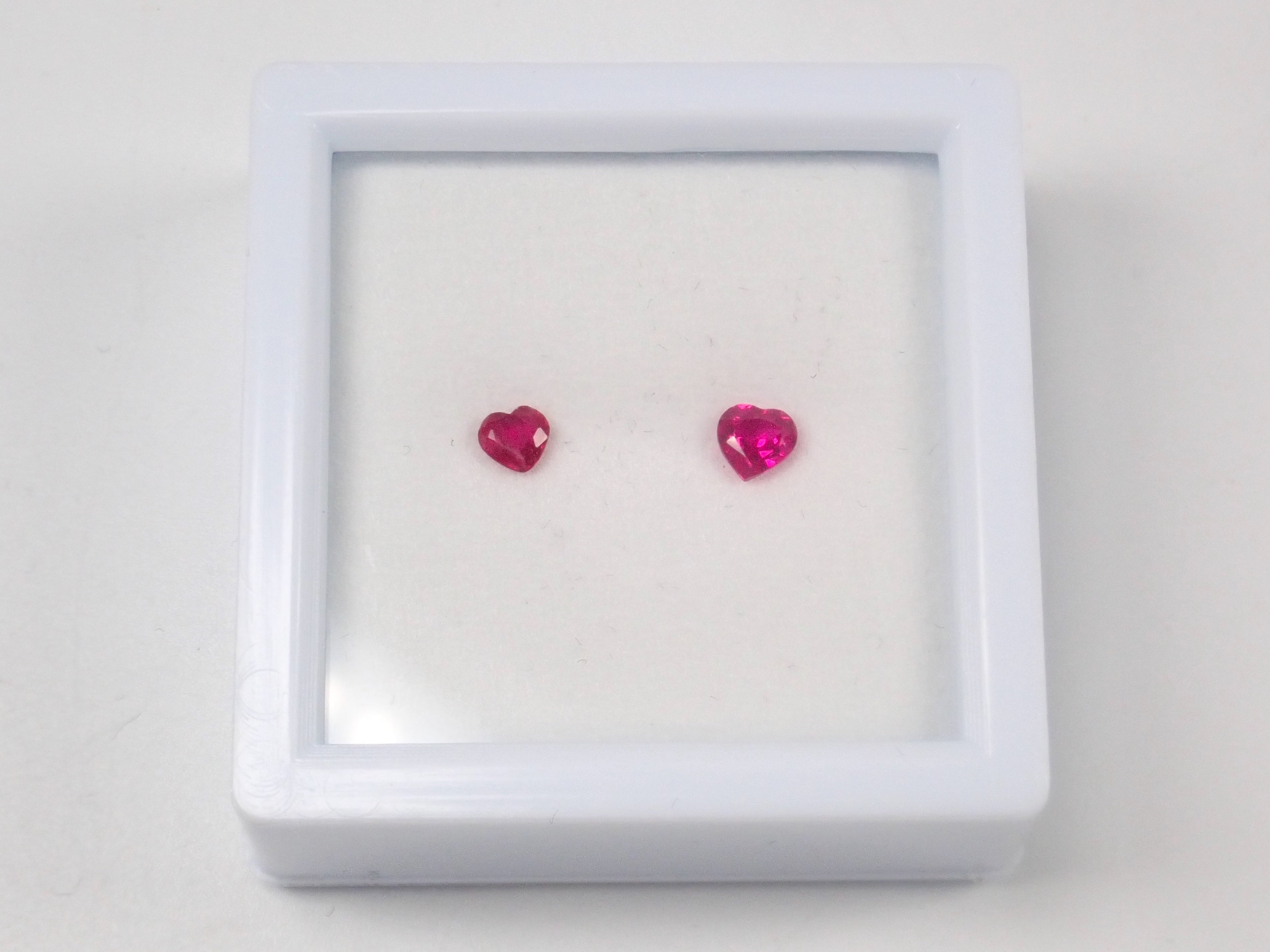 Limited to 5 sets: Natural ruby ​​&amp; synthetic ruby ​​2 stone set (heart shape, sorting included) Multiple purchase discounts available