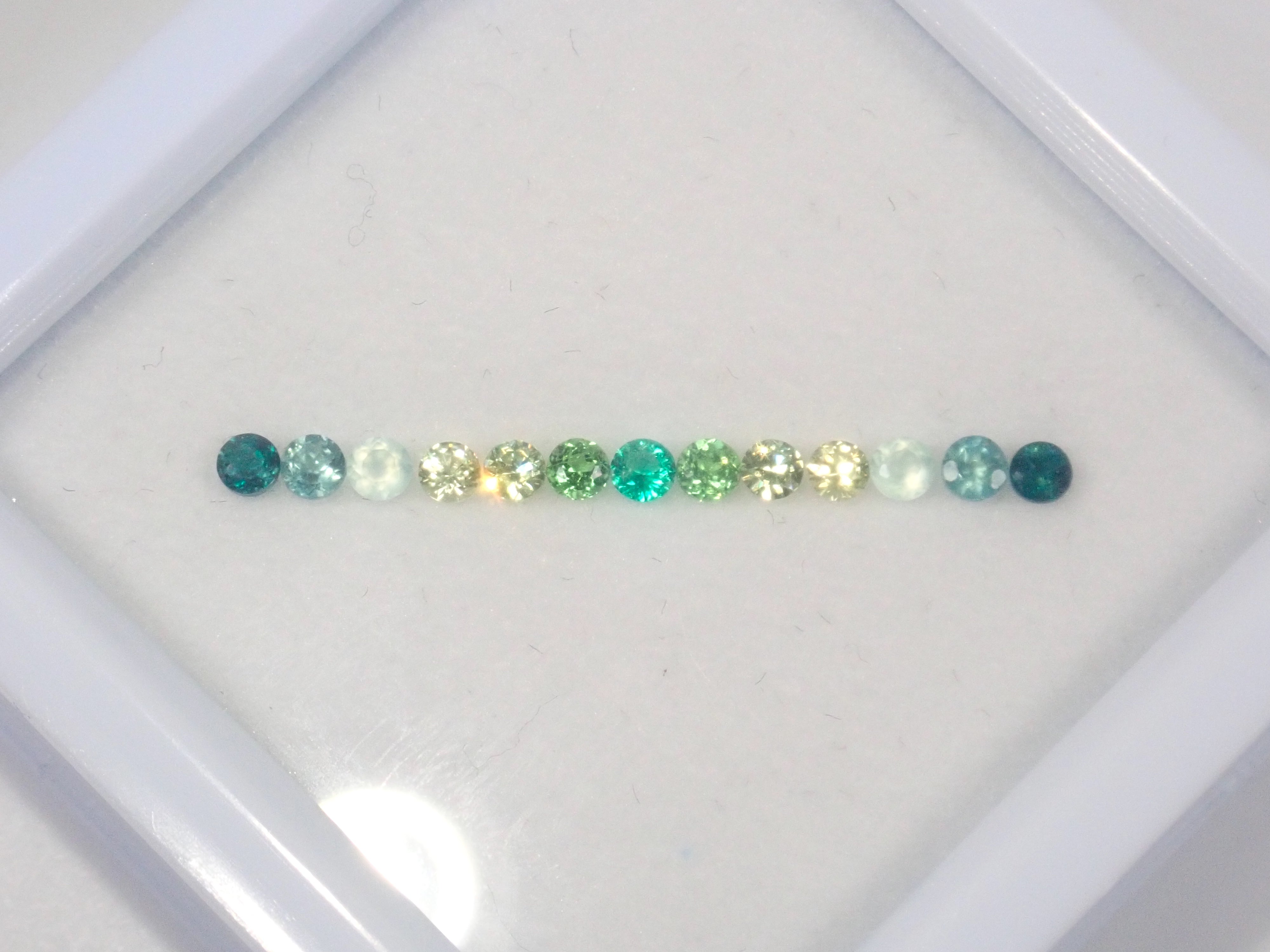 Green Garden 13 Stone Set (Emerald, Demantoid Garnet, Grandidierite, etc.) Half Eternity Ring Set (2.0mm)