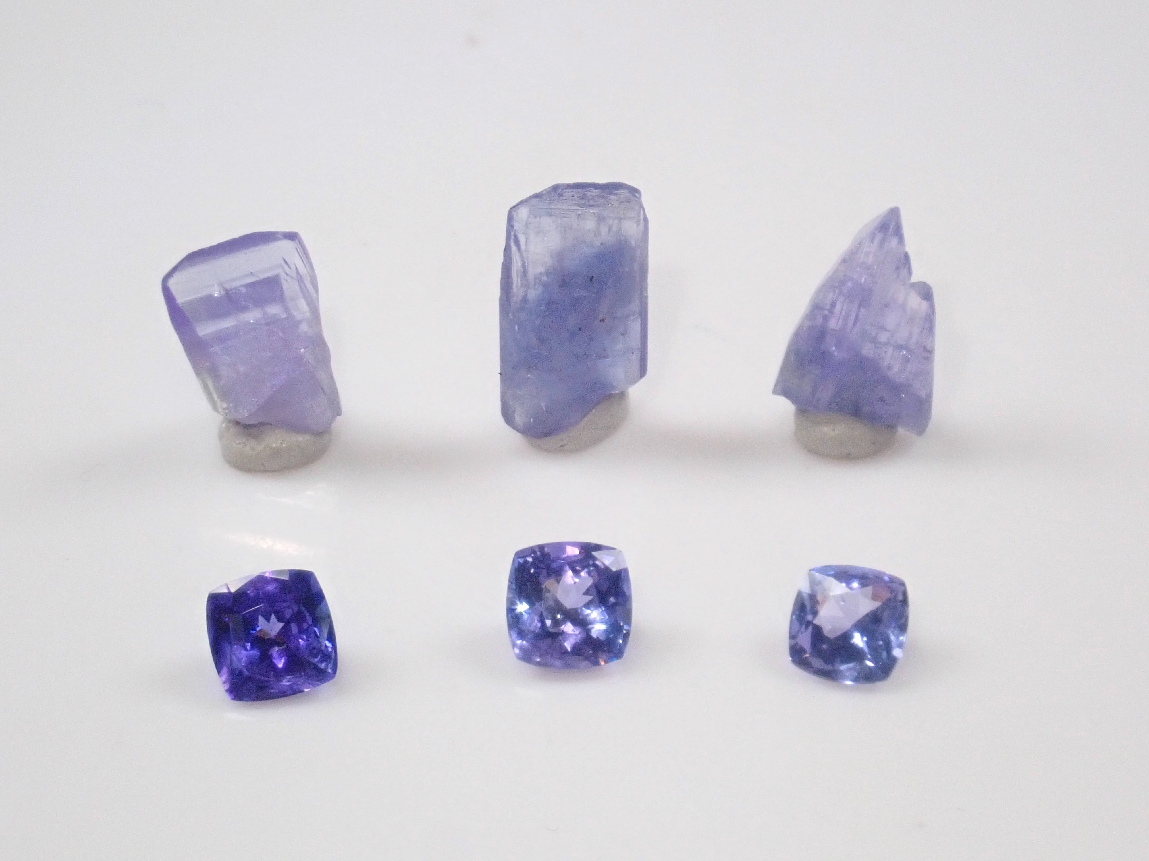 Tanzanite rough and loose stone set of 2 (average 3ct, cushion cut) from Tanzania {Multiple purchase discounts available}