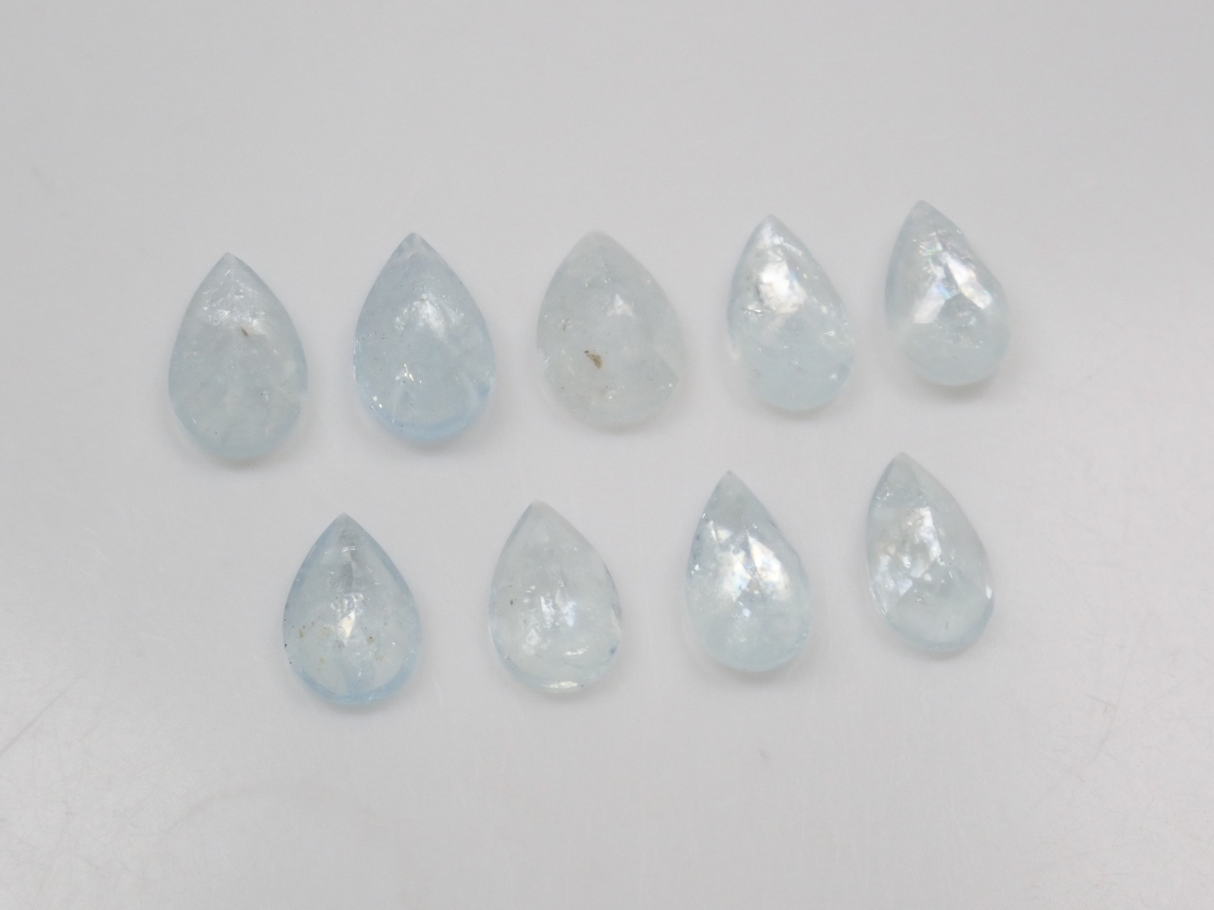 【8/31 22時販売】《限定9石》ブラジル産レインボーアクアマリン1石ルース（平均1.0ct,ペアシェプカット）《複数購入割引有》