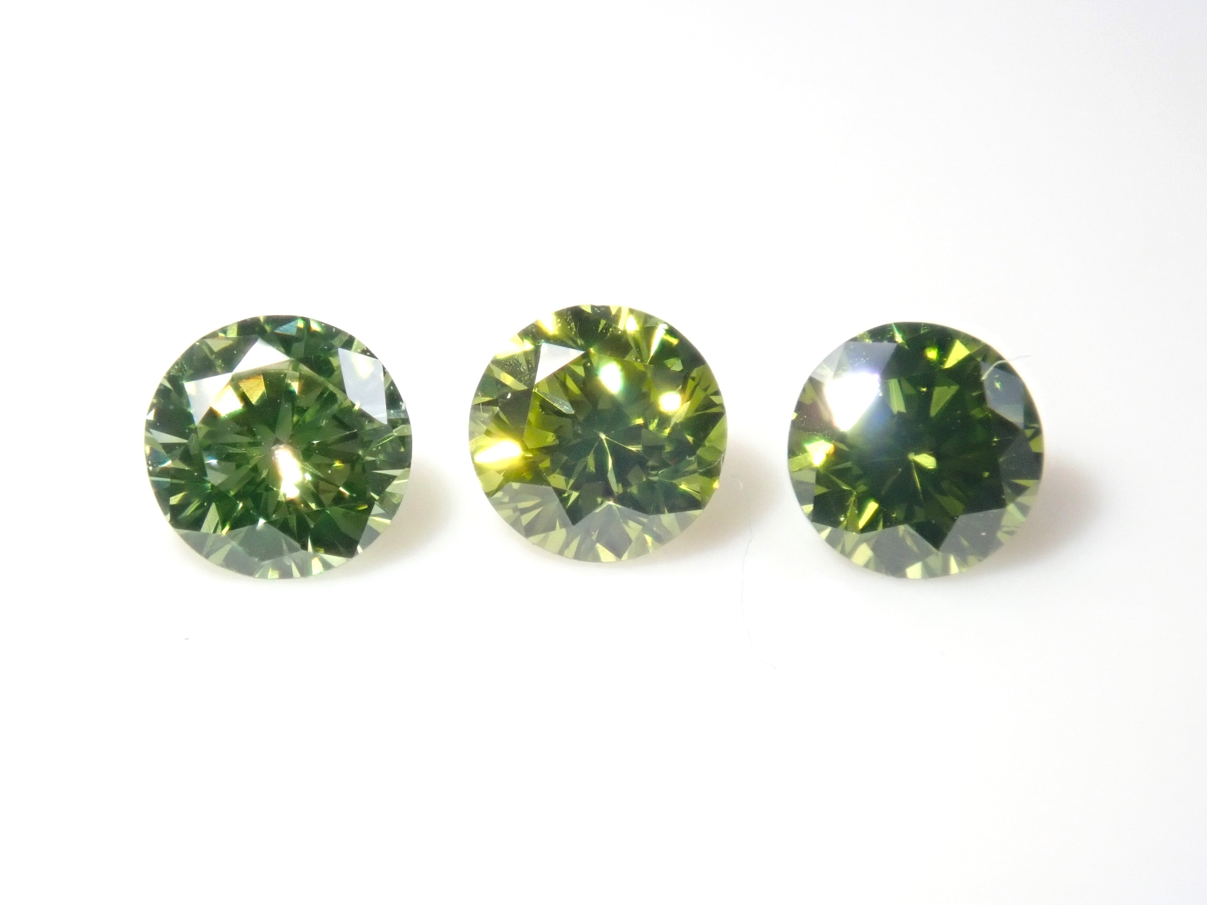 Limited to 3 stones: 1 peridot green diamond loose stone (treated, 3mm, VS class, Chuho sorting) Multiple purchase discounts available