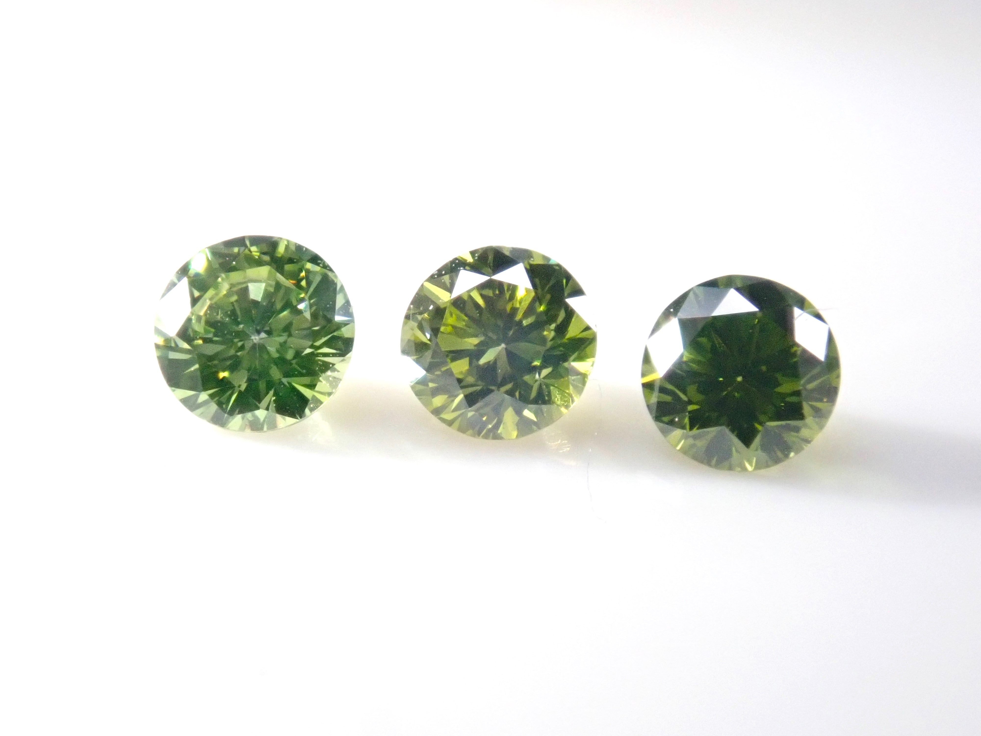 Limited to 3 stones: 1 peridot green diamond loose stone (treated, 3mm, VS class, Chuho sorting) Multiple purchase discounts available