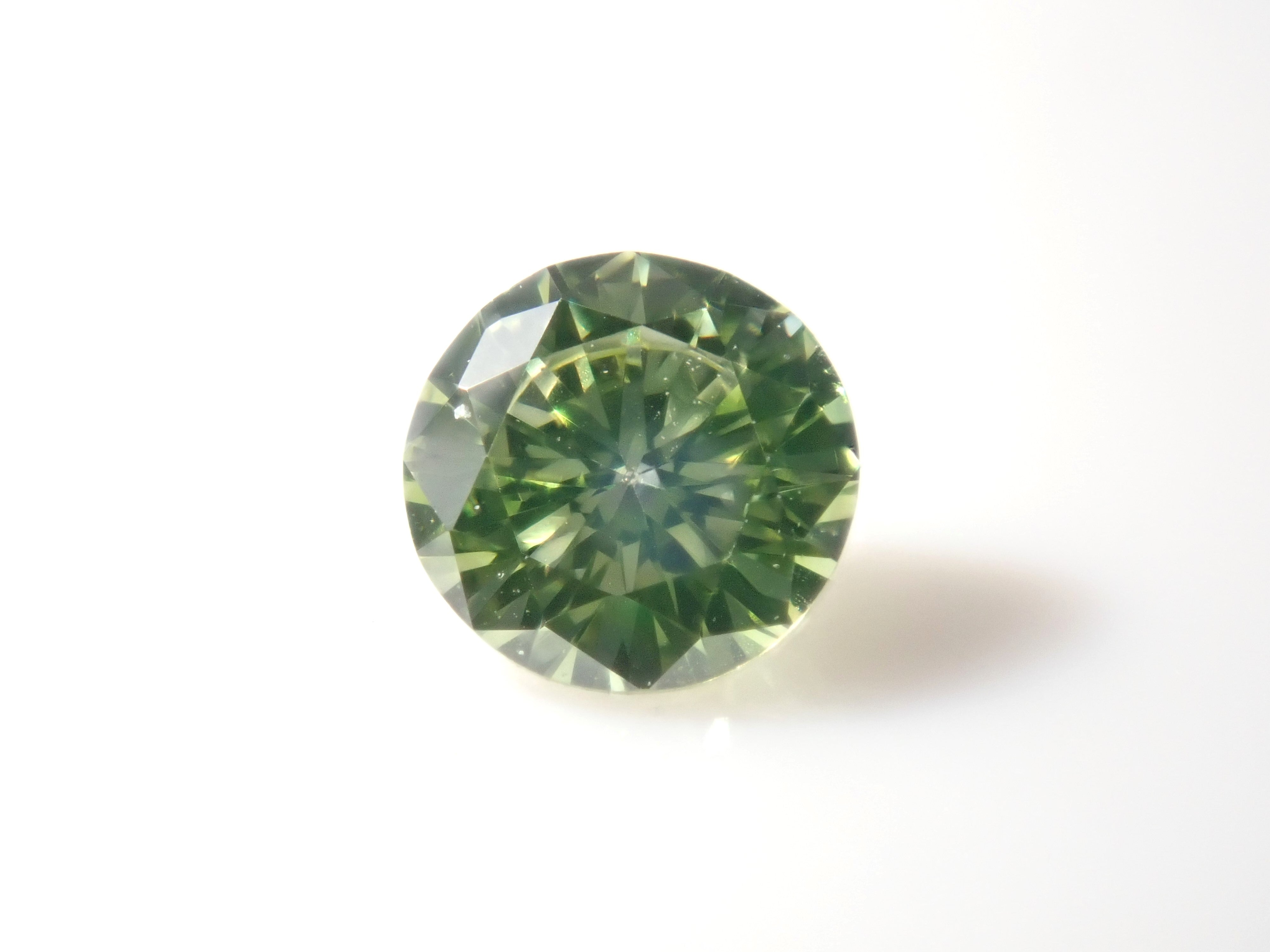 Limited to 3 stones: 1 peridot green diamond loose stone (treated, 3mm, VS class, Chuho sorting) Multiple purchase discounts available