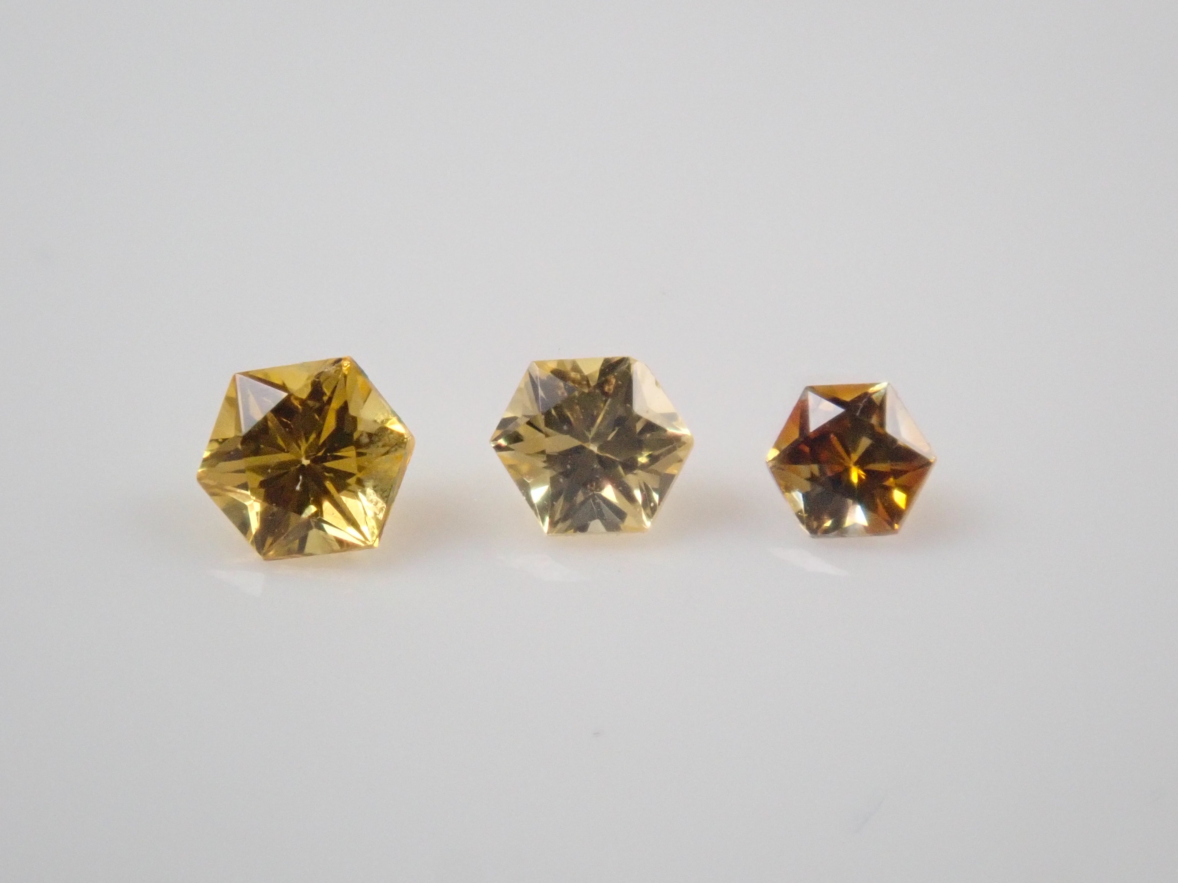 Sri Lankan Yellow Sapphire 3-Stone Set (Hexagonal Cut) Loose Stones {Multiple Purchase Discounts Available}