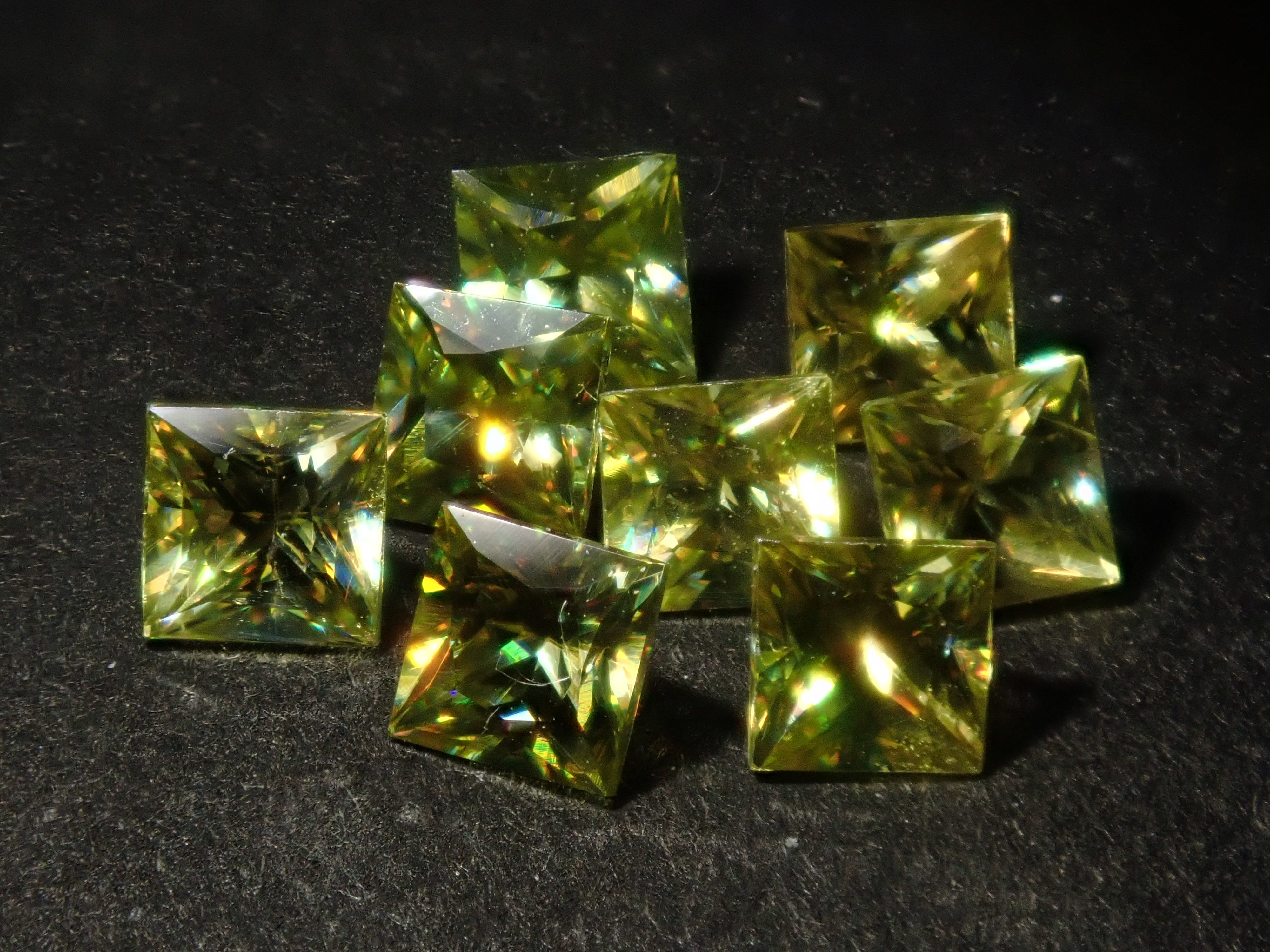 Limited to 8 stones: 1 loose sphene stone from Madagascar (3mm, princess cut) Multiple purchase discounts available