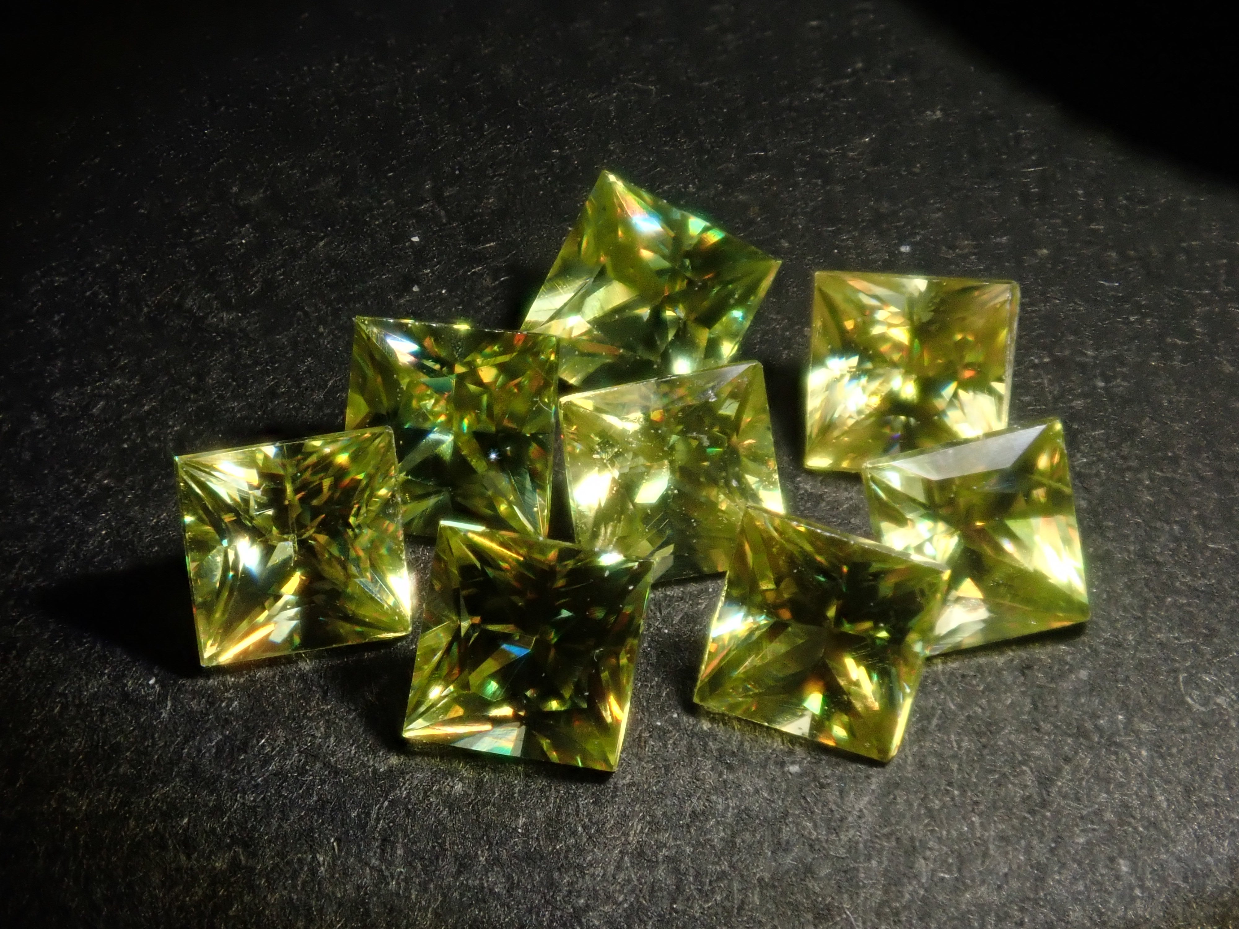 Limited to 8 stones: 1 loose sphene stone from Madagascar (3mm, princess cut) Multiple purchase discounts available