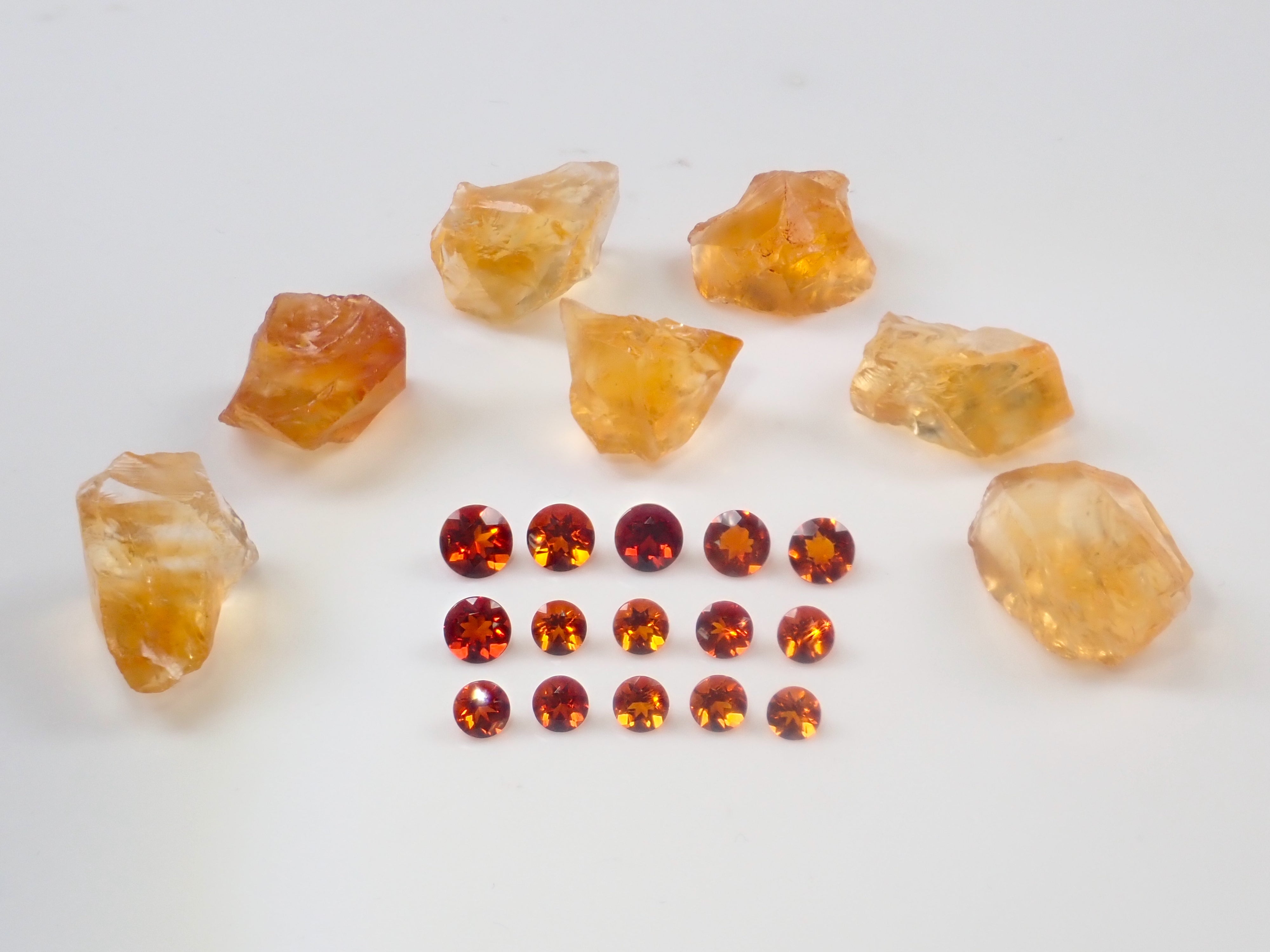 November birthstone citrine rough and loose stone set of 2 (Madeira citrine, from Brazil) {Multiple purchase discounts available} {For beginners}