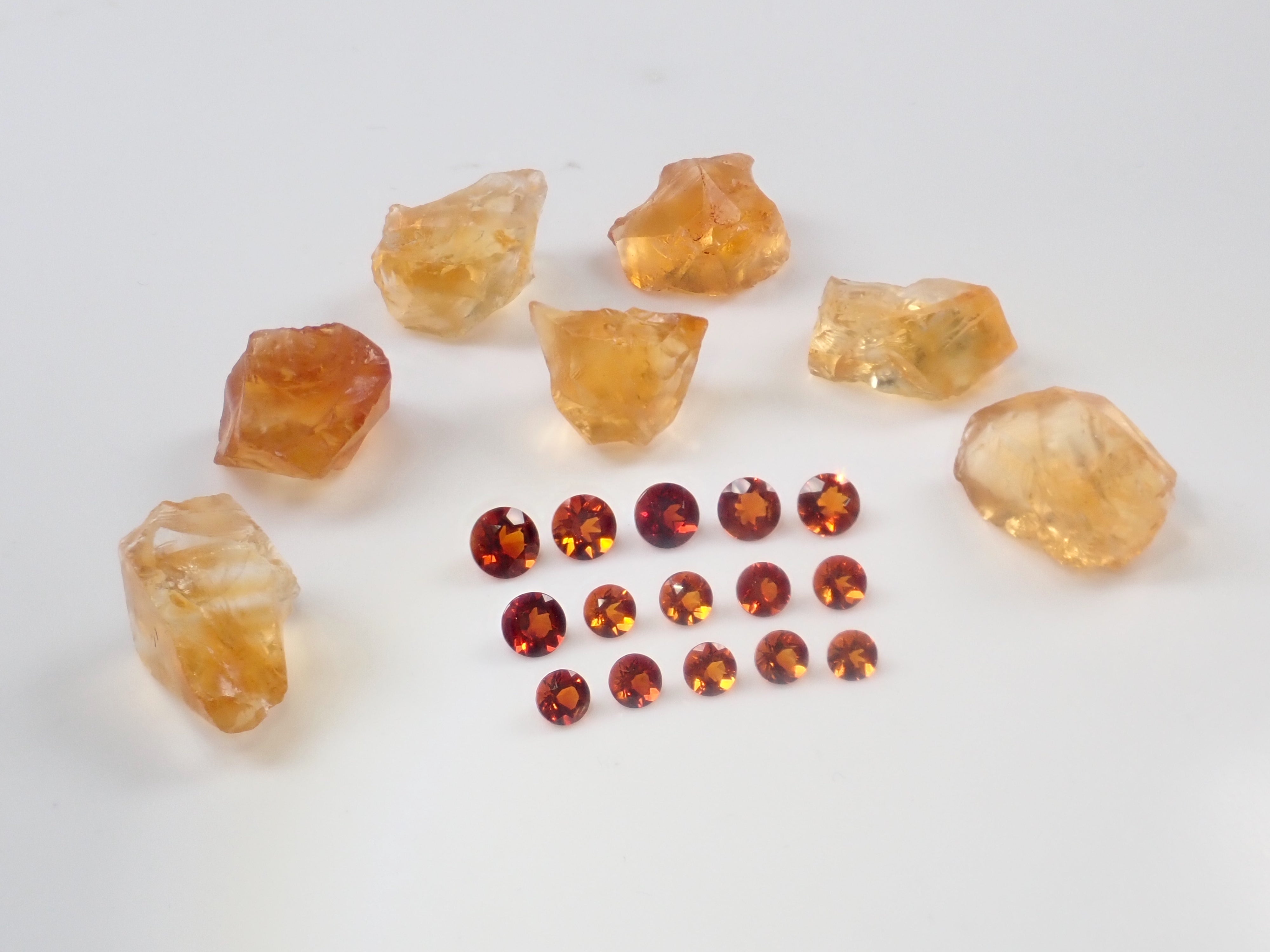 November birthstone citrine rough and loose stone set of 2 (Madeira citrine, from Brazil) {Multiple purchase discounts available} {For beginners}