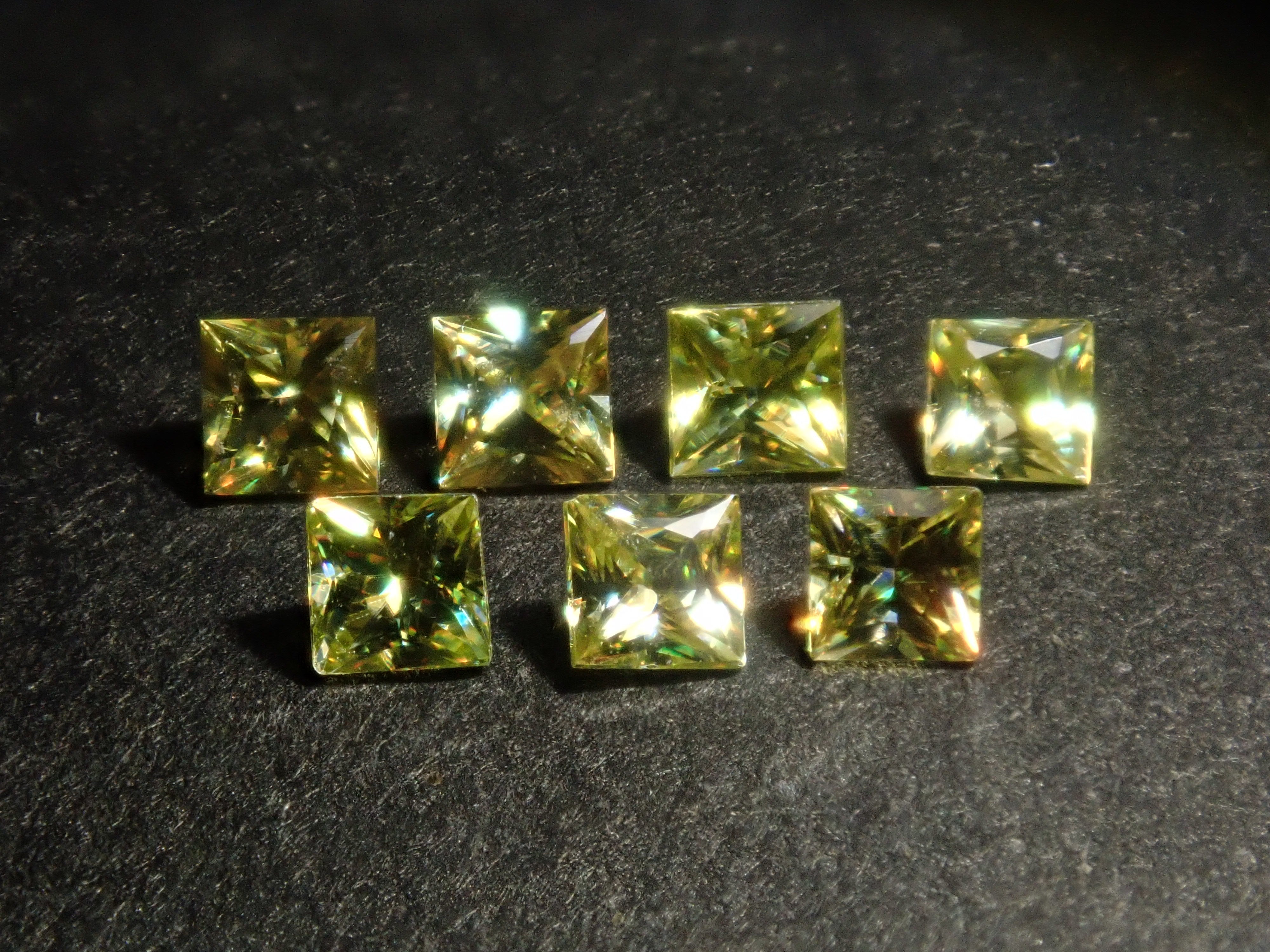 Limited to 7 stones: 1 loose sphene stone from Madagascar (2mm, princess cut) Multiple purchase discounts available