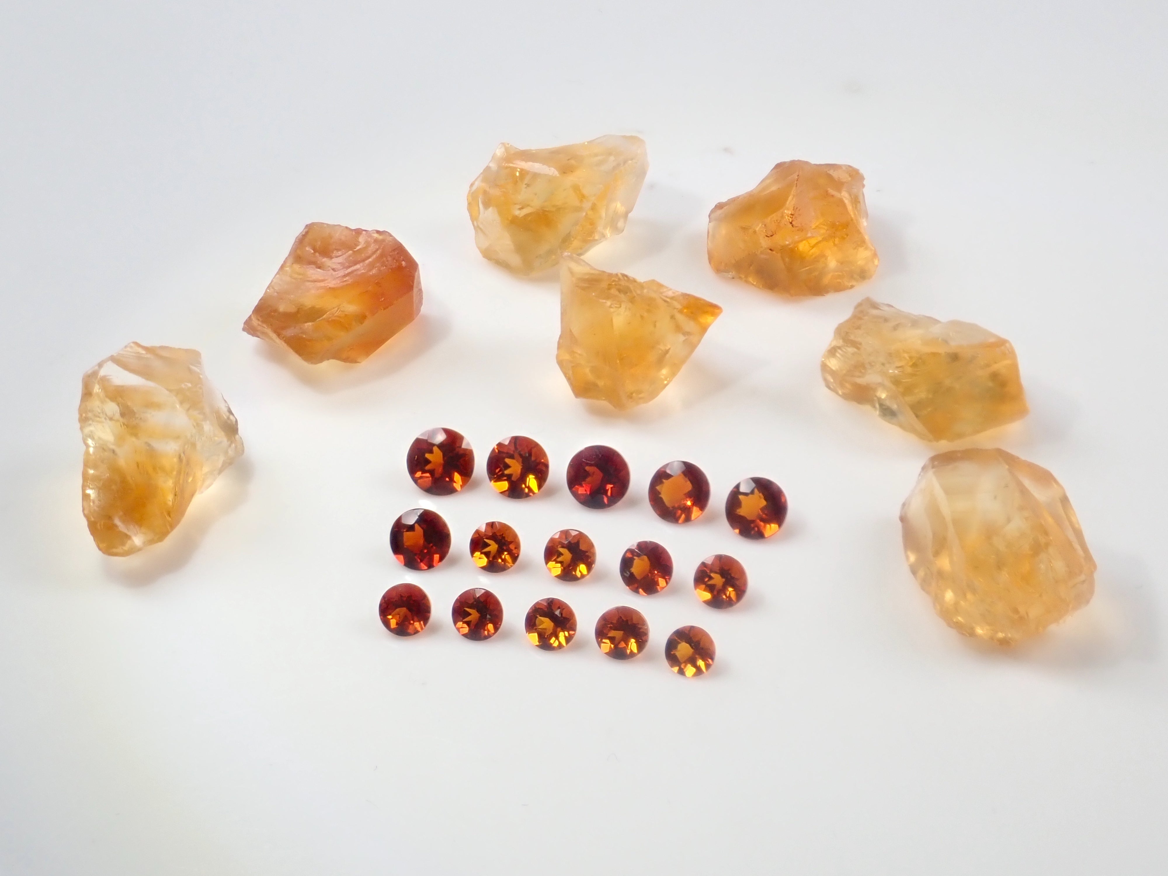 November birthstone citrine rough and loose stone set of 2 (Madeira citrine, from Brazil) {Multiple purchase discounts available} {For beginners}