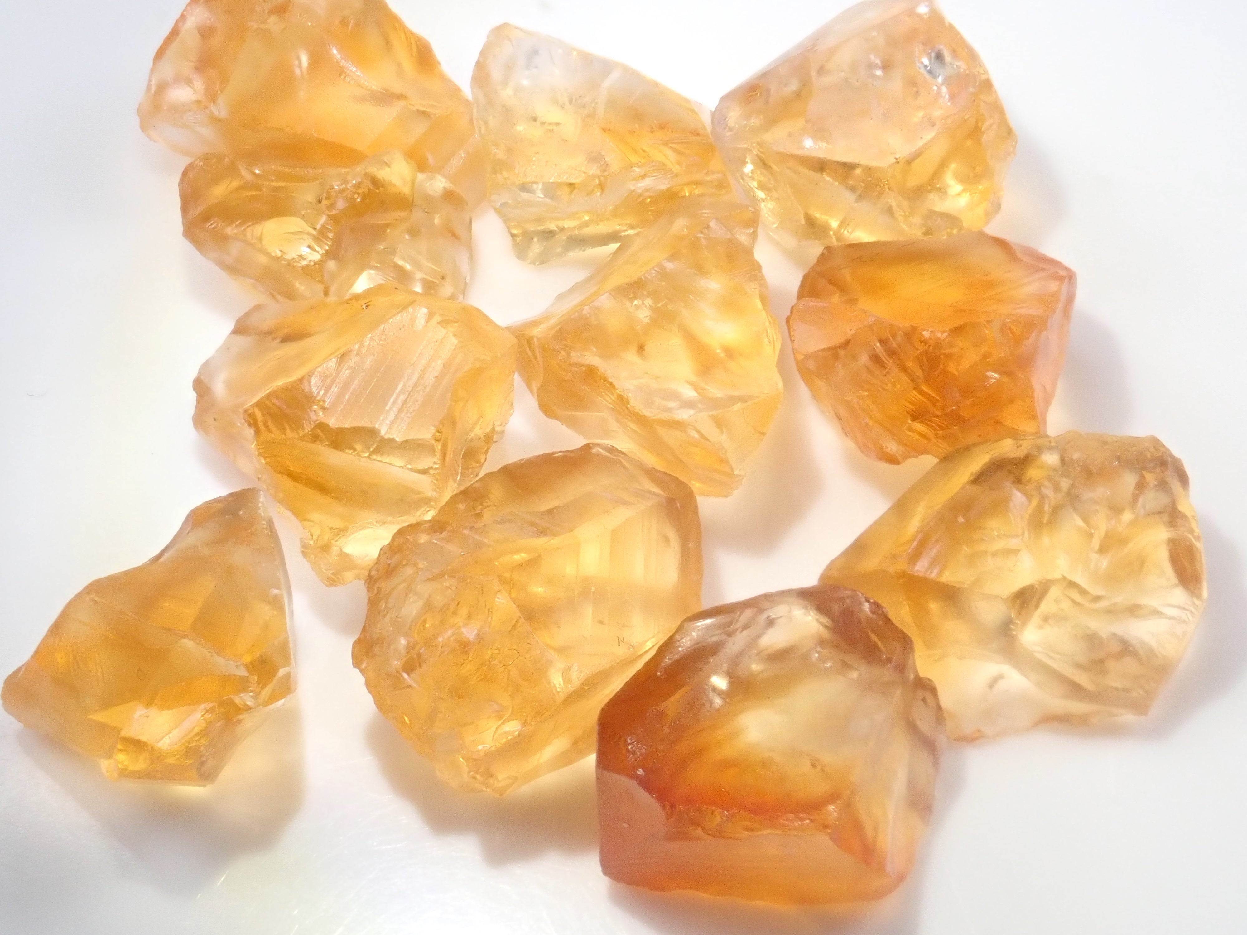 November birthstone citrine rough and loose stone set of 2 (Madeira citrine, from Brazil) {Multiple purchase discounts available} {For beginners}