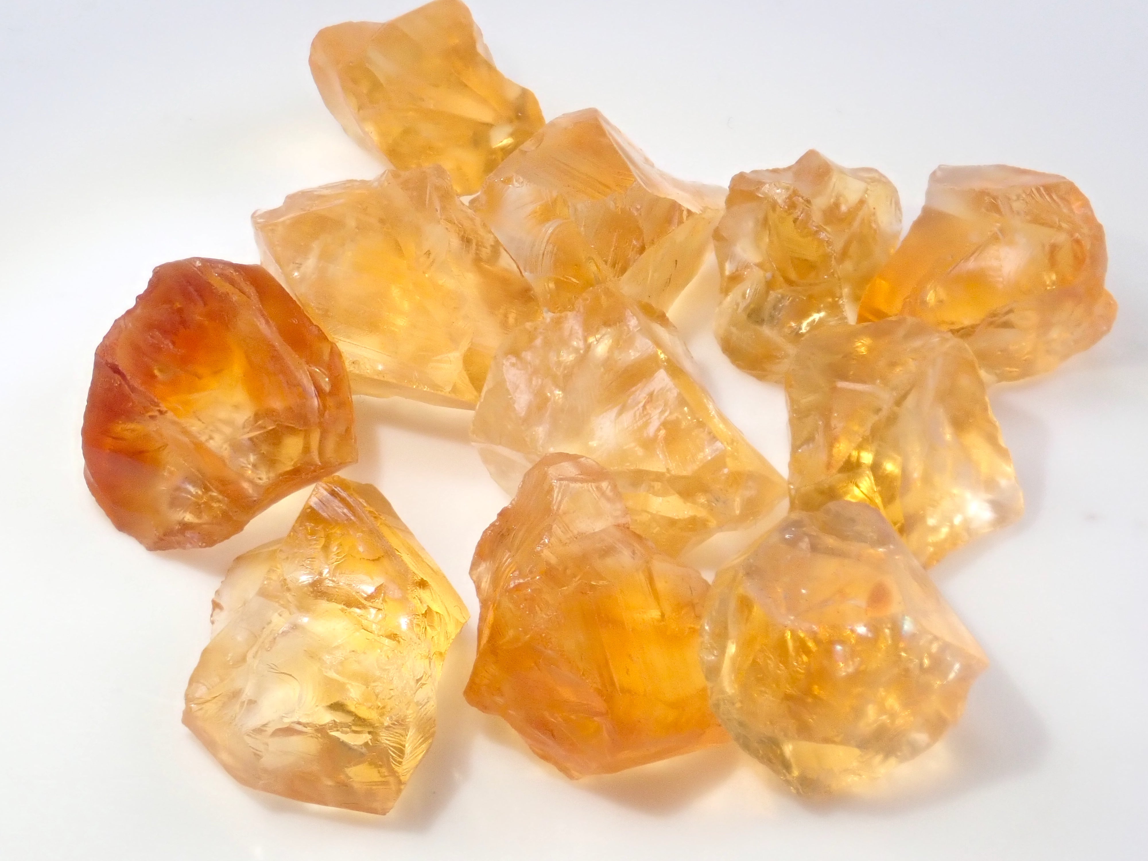 November birthstone citrine rough and loose stone set of 2 (Madeira citrine, from Brazil) {Multiple purchase discounts available} {For beginners}