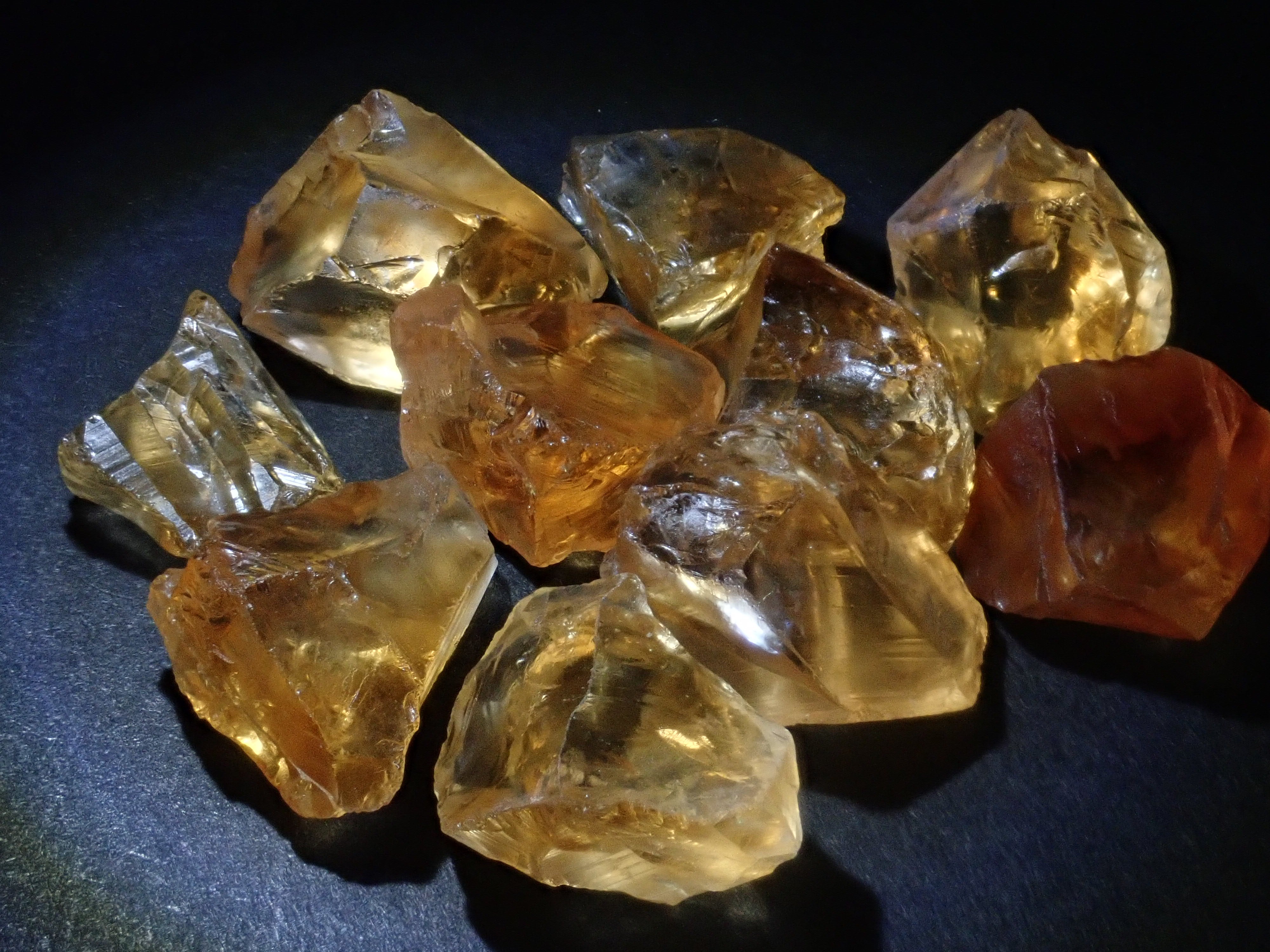 November birthstone citrine rough and loose stone set of 2 (Madeira citrine, from Brazil) {Multiple purchase discounts available} {For beginners}