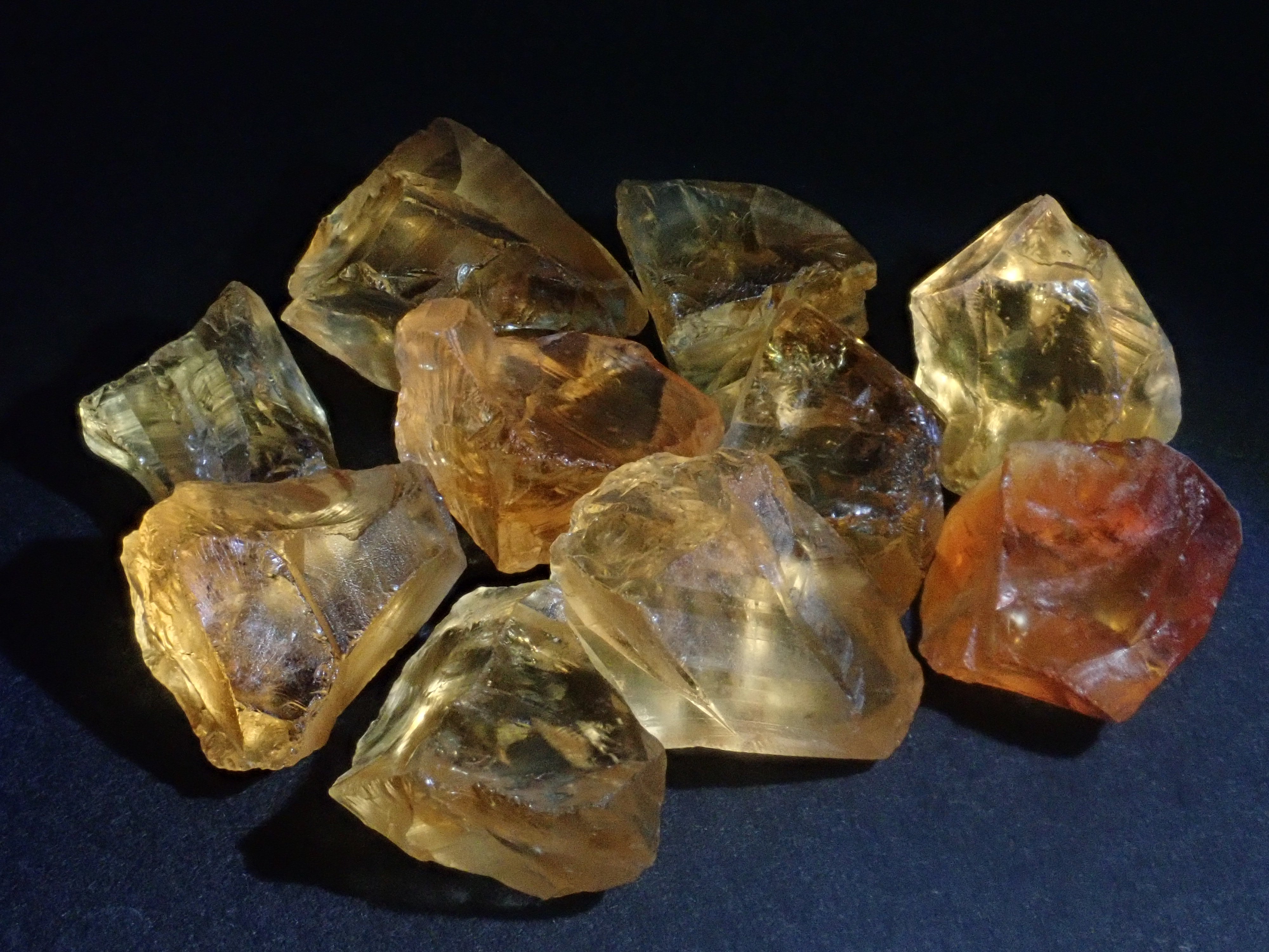 November birthstone citrine rough and loose stone set of 2 (Madeira citrine, from Brazil) {Multiple purchase discounts available} {For beginners}