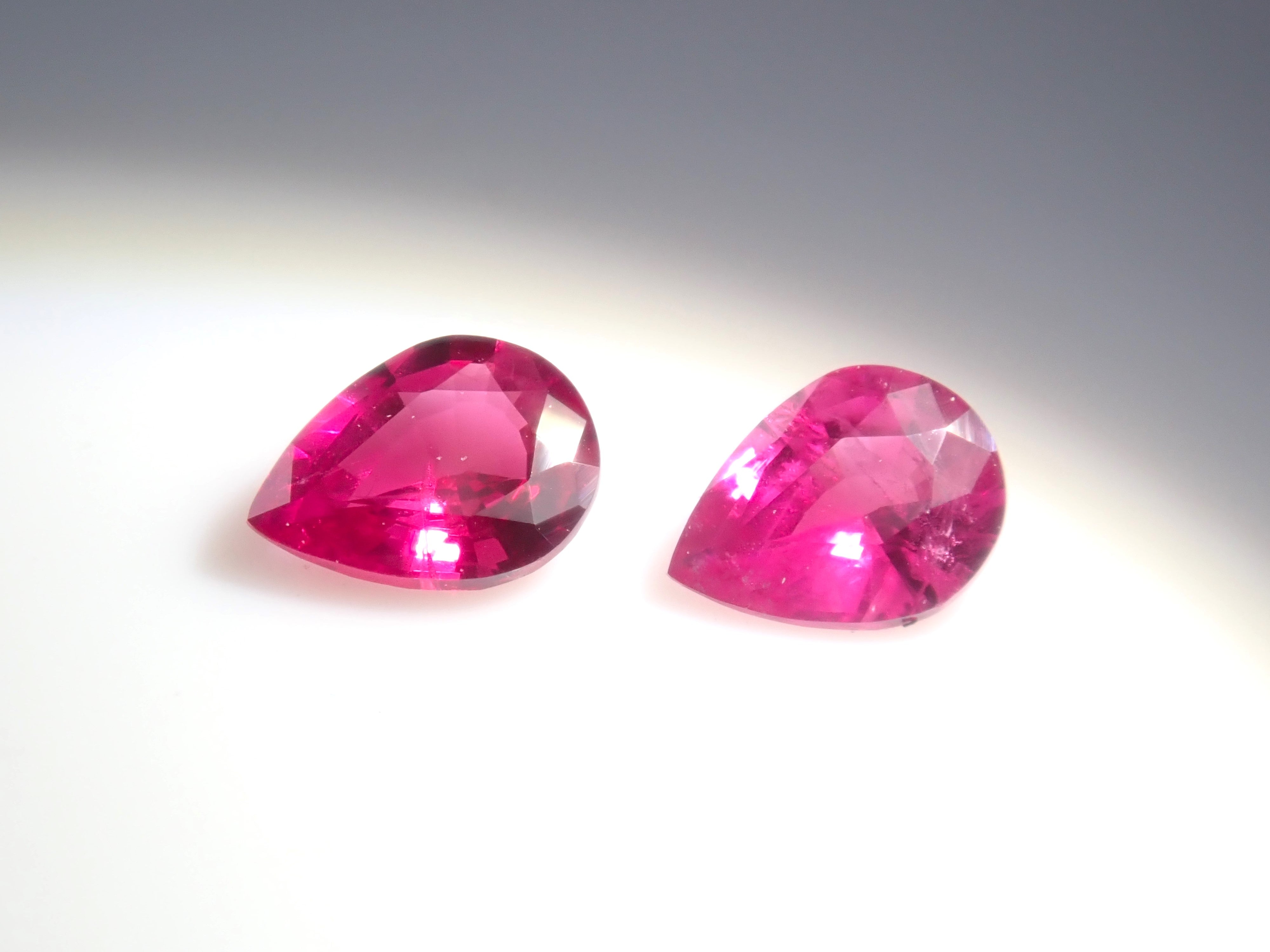 Limited to 1 set: Pair of two Myanmar rubies, Sanjay cut